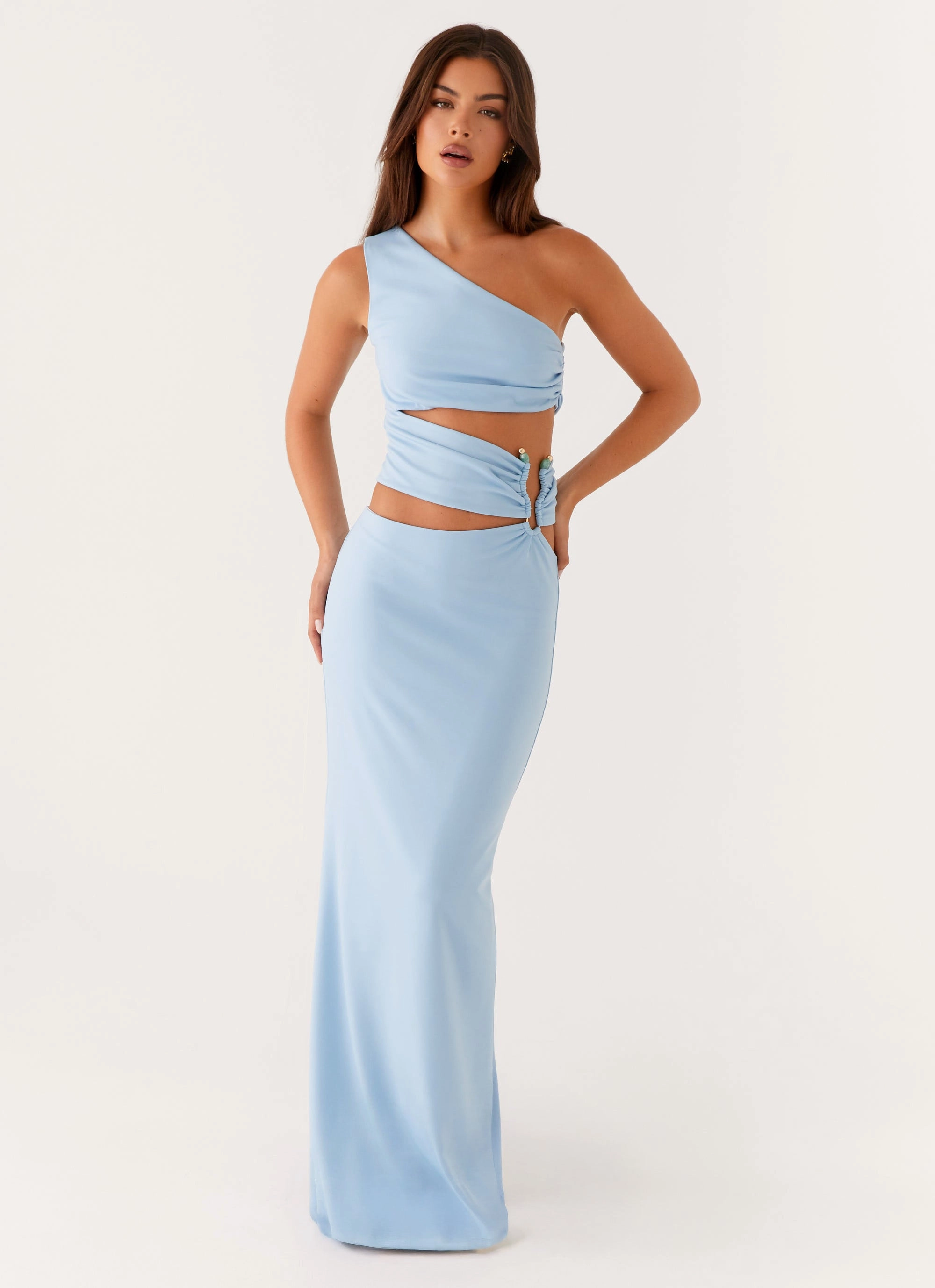 Laylani Cut Out Maxi Dress - Blue Collar Accent Dreamy Look