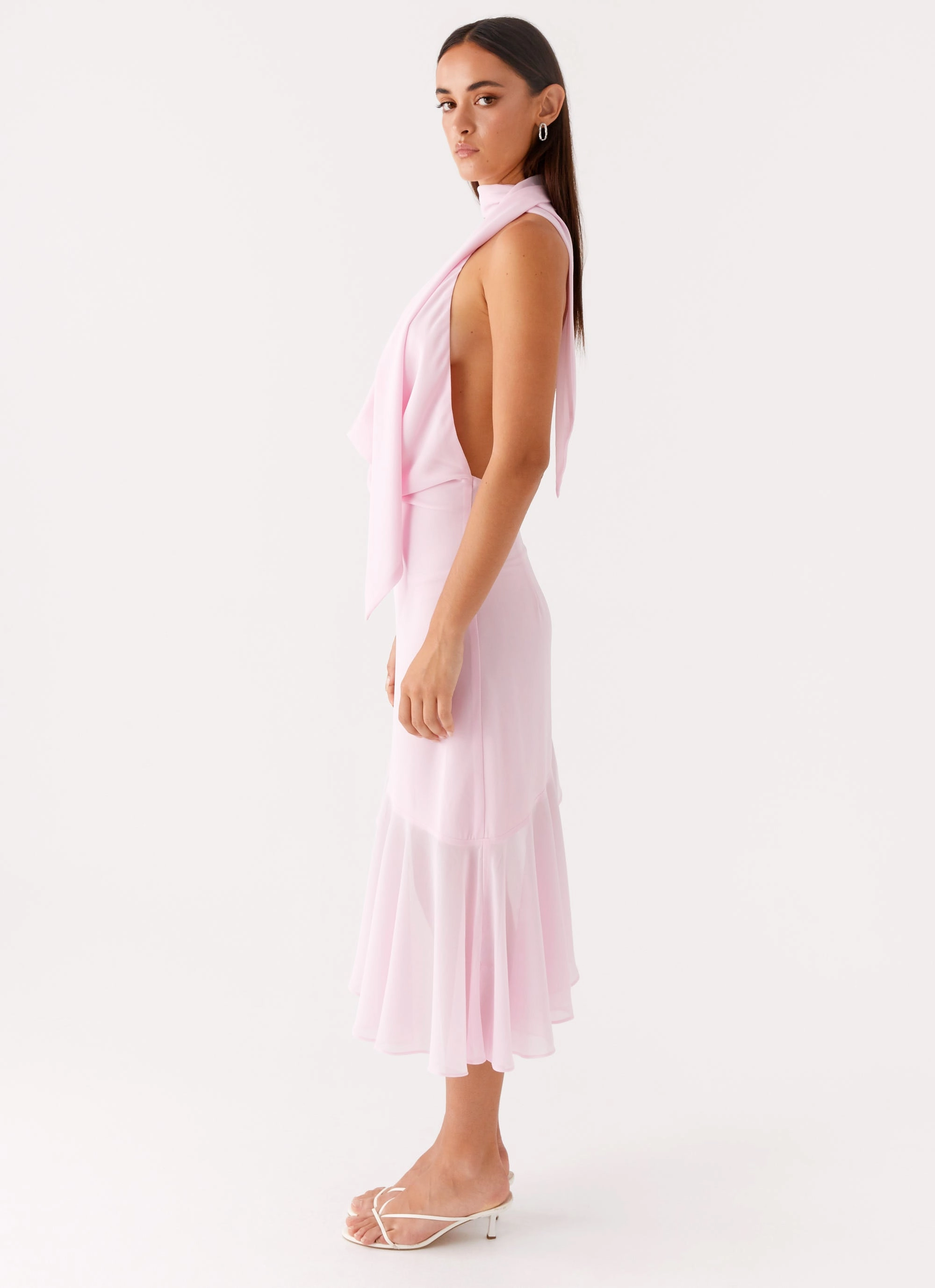 Layna Scarf Midi Dress - Pink Modern Look Edgy Layers