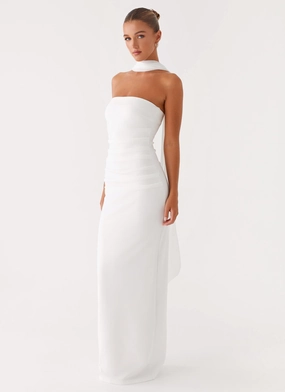 Libra Maxi Dress - White Sculpted Form Work Favorite