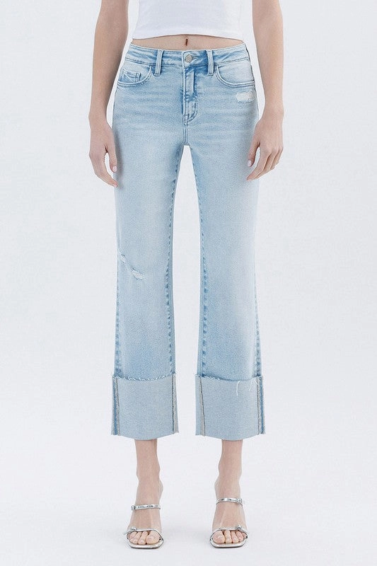 Lidia High Rise Cuffed Crop Straight Jeans Utility Fit