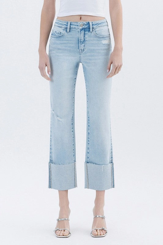 Matching Basic Lidia High Rise Cuffed Crop Straight Jeans