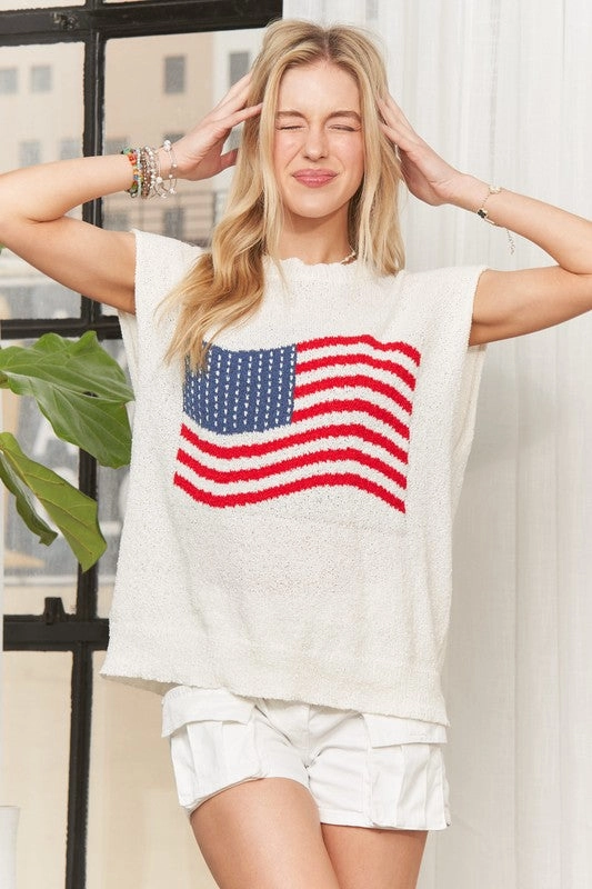 American Flag Kint Top Light Layer