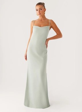 Yves Maxi Dress - Mint Tonal-Stitching Back Detail