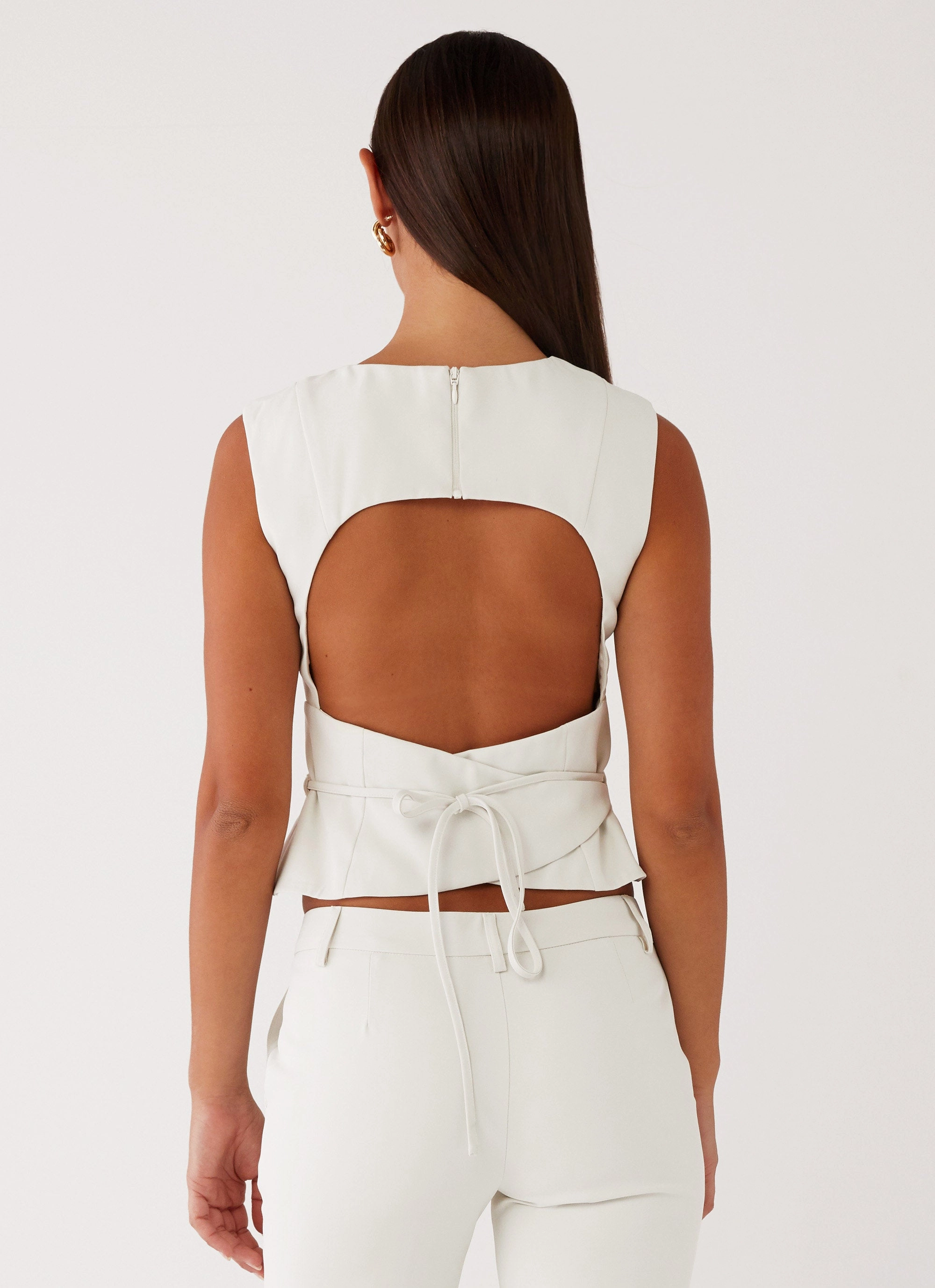 Cyra Wrap Top - Ivory Tapered Look