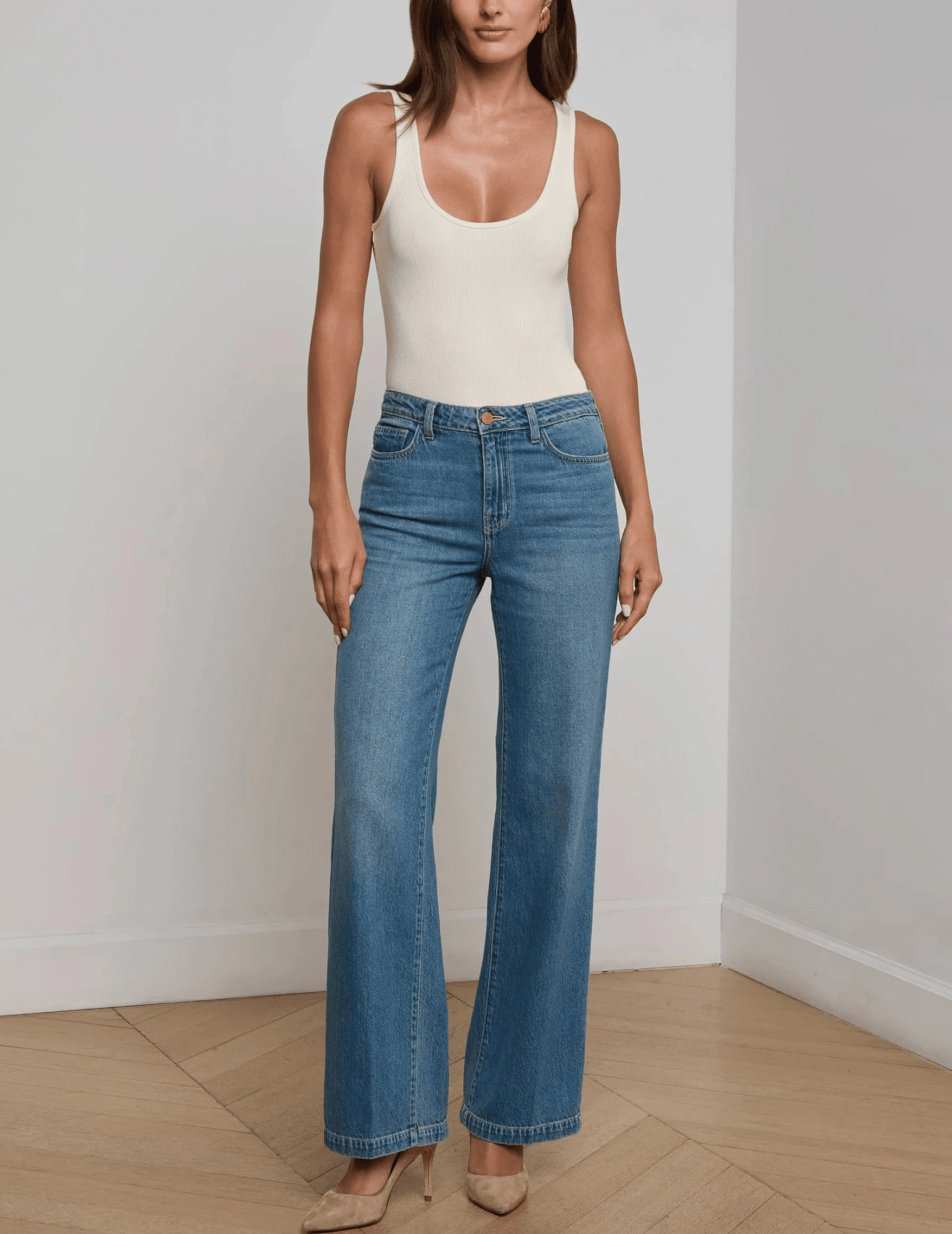 Smooth Minimalist LAGENCE Scottie High Rise Wide Leg Jeans in Fargo
