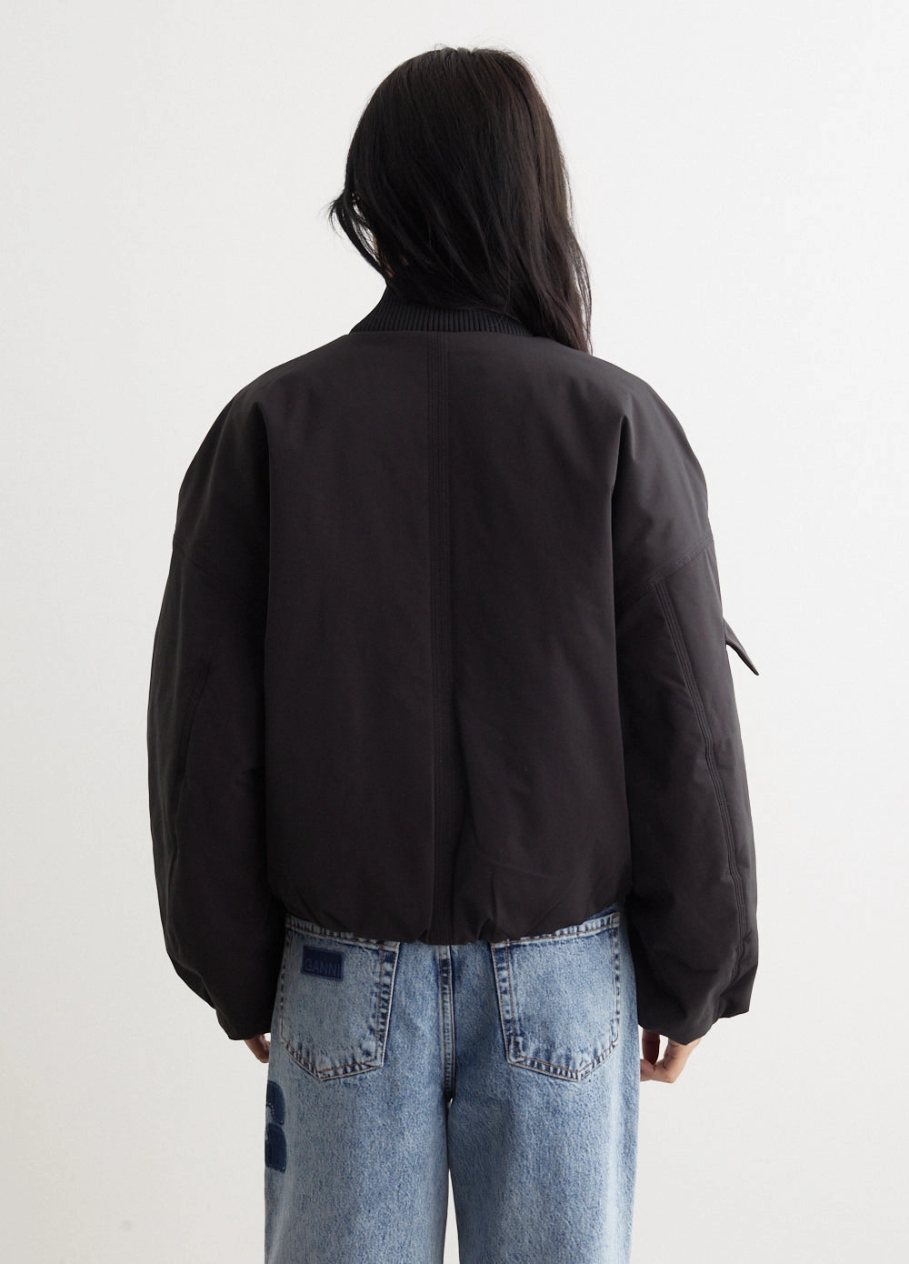 Light Twill Oversized Short Bomber Jacket Streetwear vibe SeamlessShoulderPanels