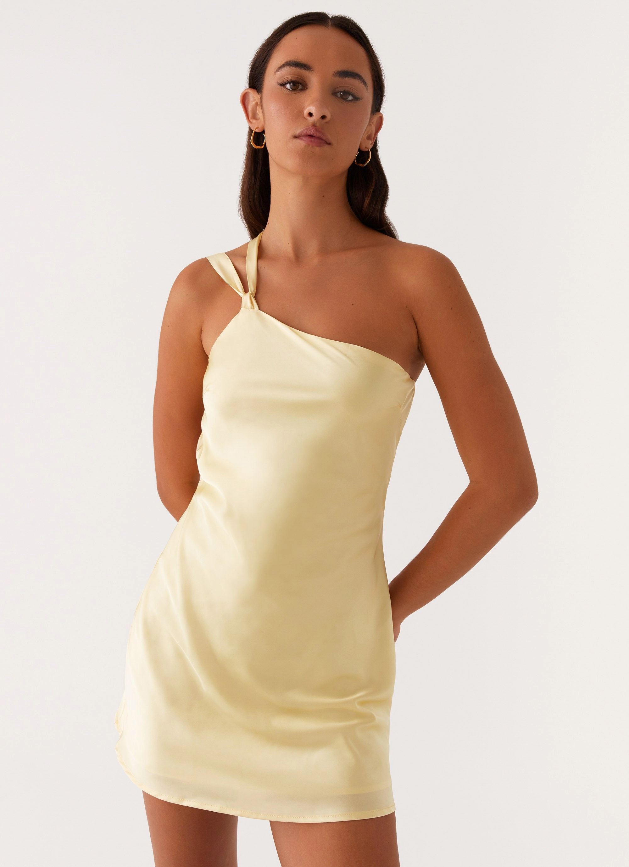 Clean Cut Light Sheen Lights Out Mini Dress - Yellow