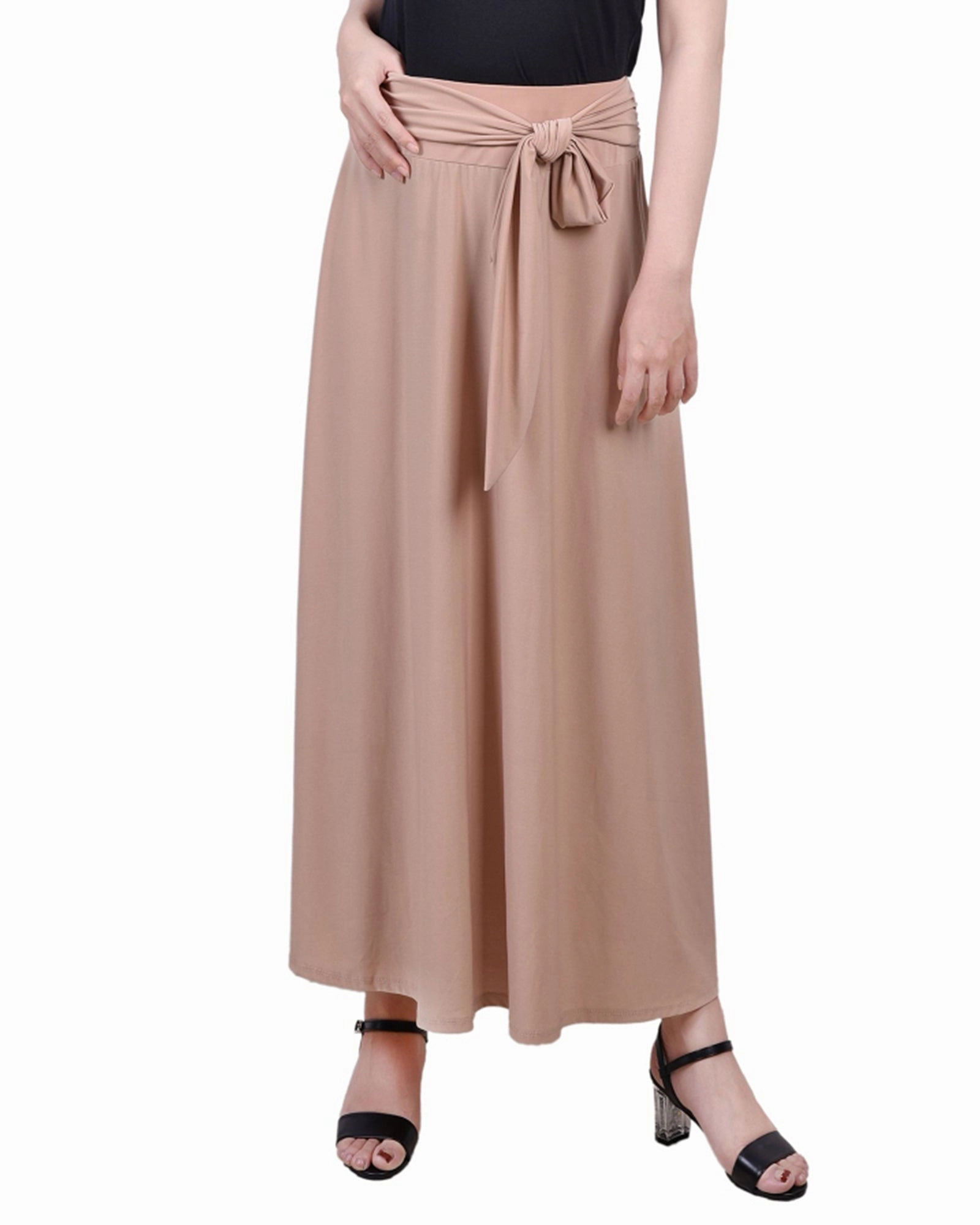 Petite Maxi Skirt With Sash Waist Tie Polite Tone Elegant Piece
