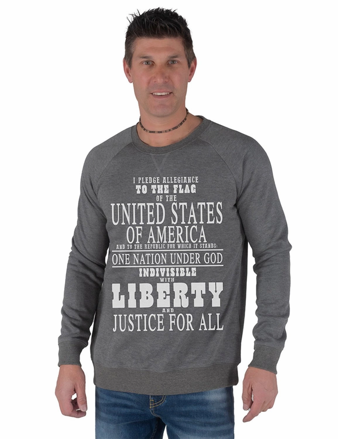 All Day Comfort Tech Multi Functional Pockets B Tuff Mens Pledge Print Charcoal Poly/Rayon Sweatshirt