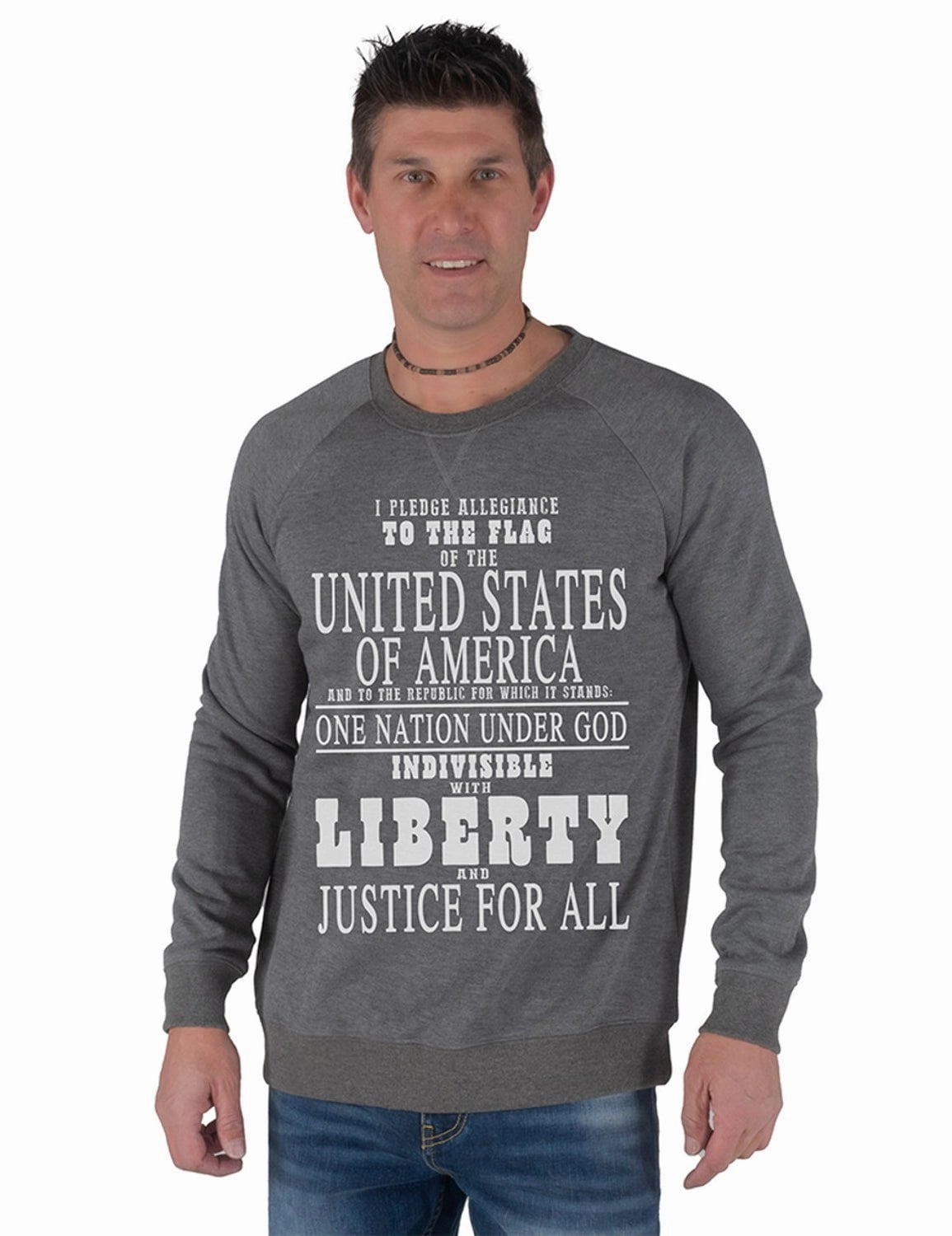 B Tuff Mens Pledge Print Charcoal Poly/Rayon Sweatshirt Beach Attire Street Fashion