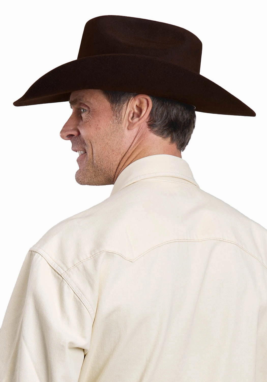 Versatile Layering Piece Stetson Mens 2 Point Back Yoke Cream 100% Cotton L/S Shirt