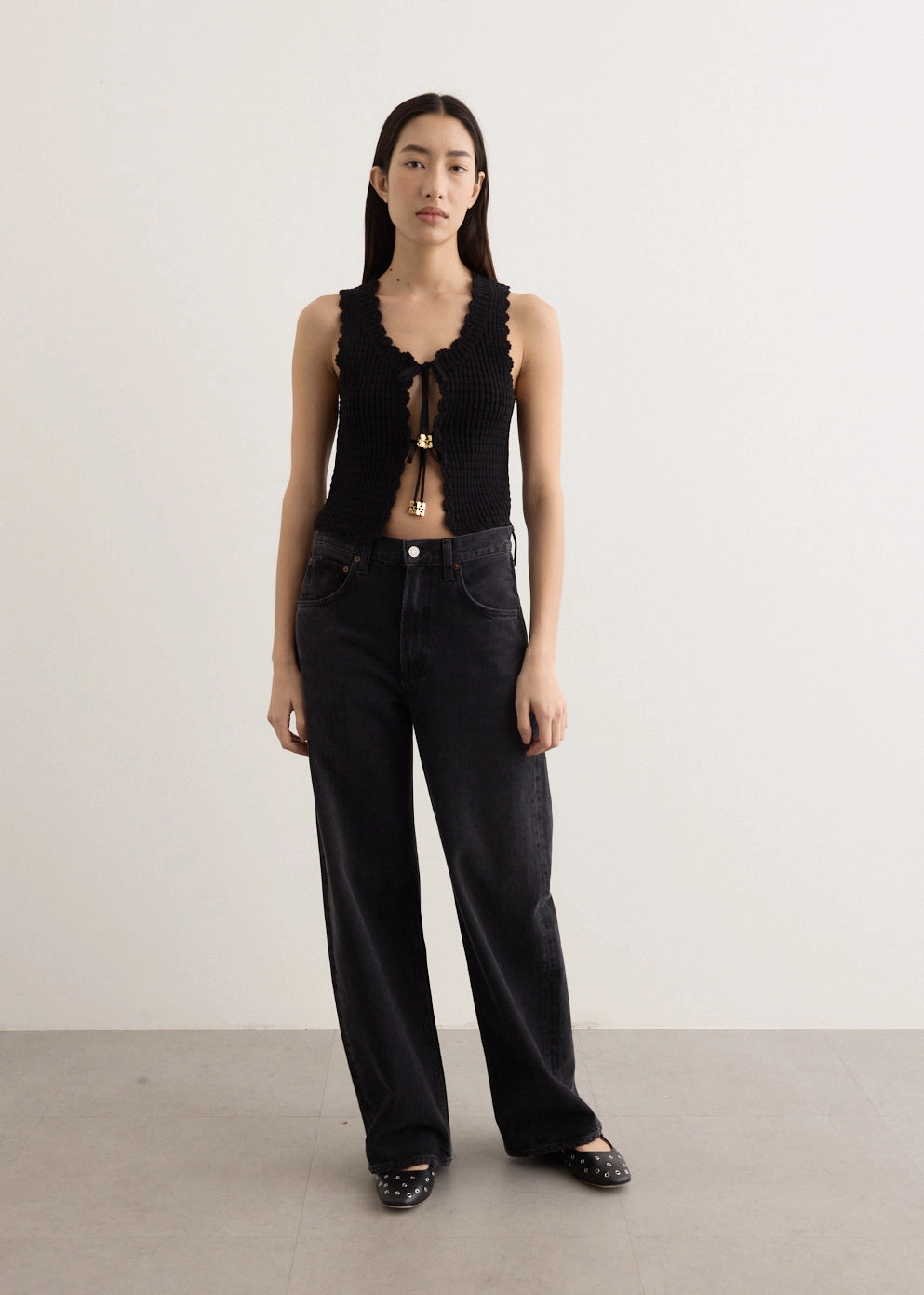 Winter Travel Rolled Cuffs Cotton Textured Lace Top