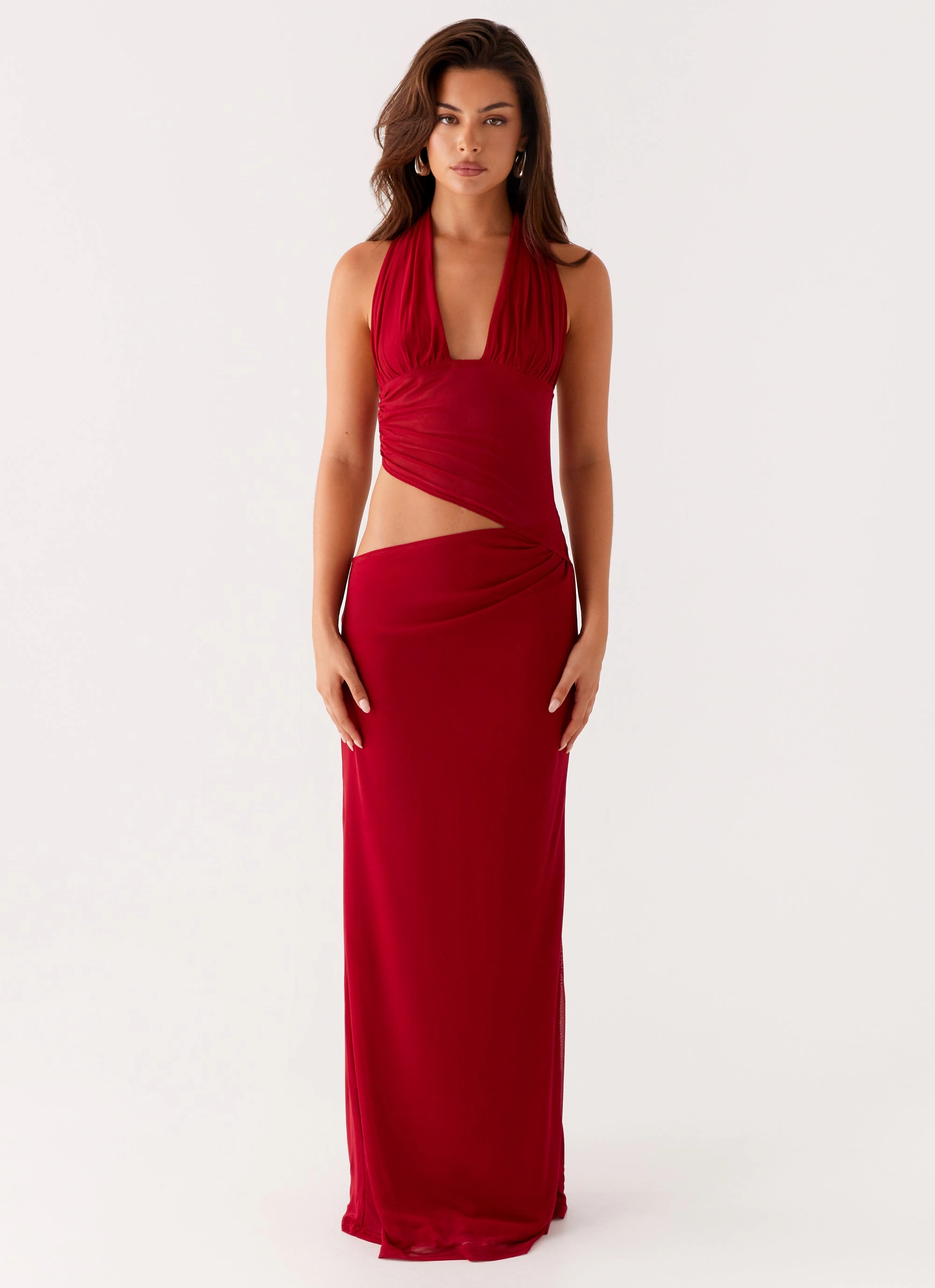 Main Act Halter Maxi Dress - Raspberry Soft Volume Noble Glow