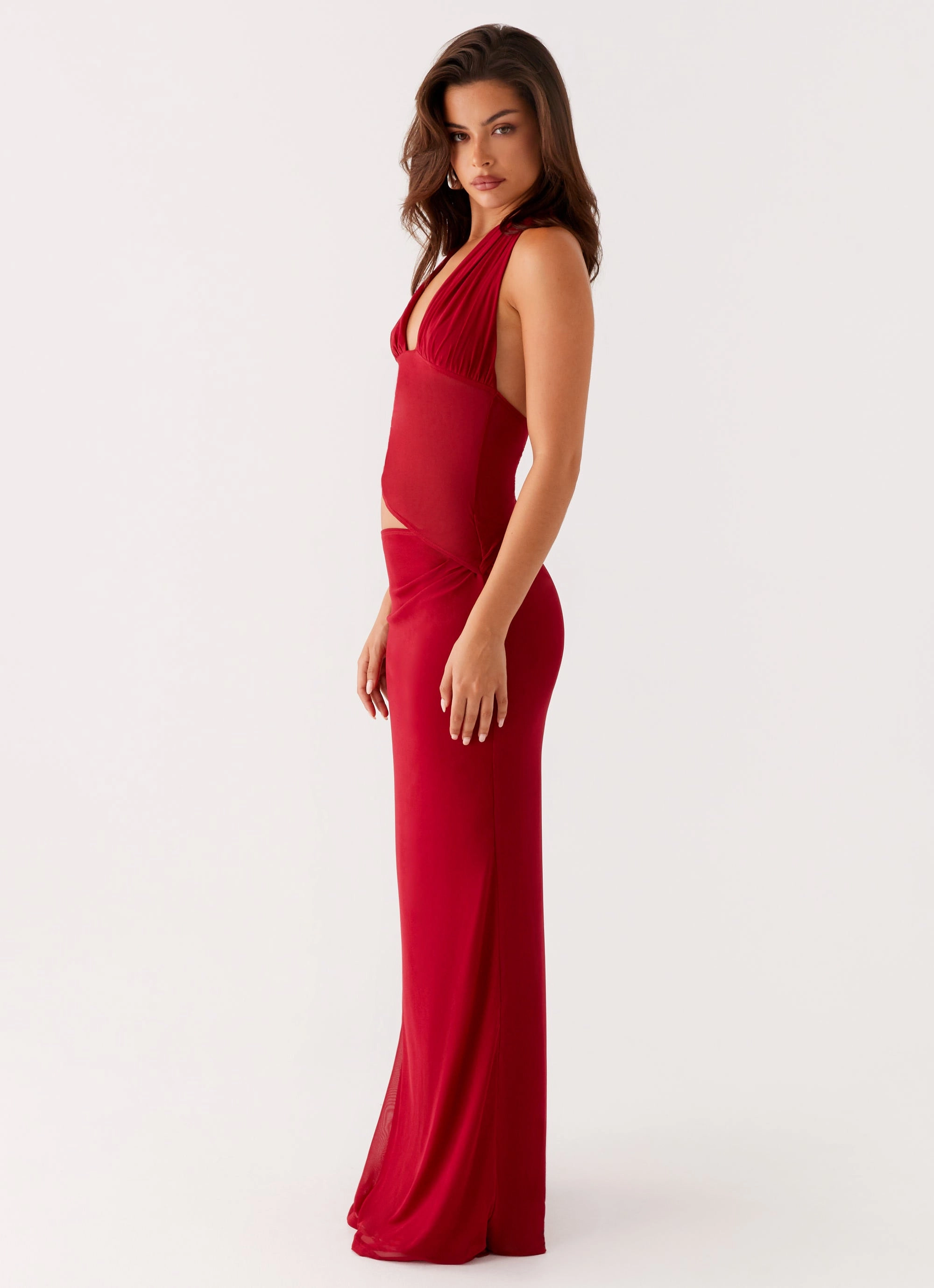 Feather Light Main Act Halter Maxi Dress - Raspberry