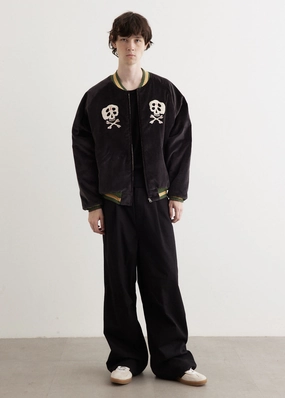 Noise Reduced Fastener System Sulfer Dyed Velvet Souvenir Jacket (RAINSKULL)