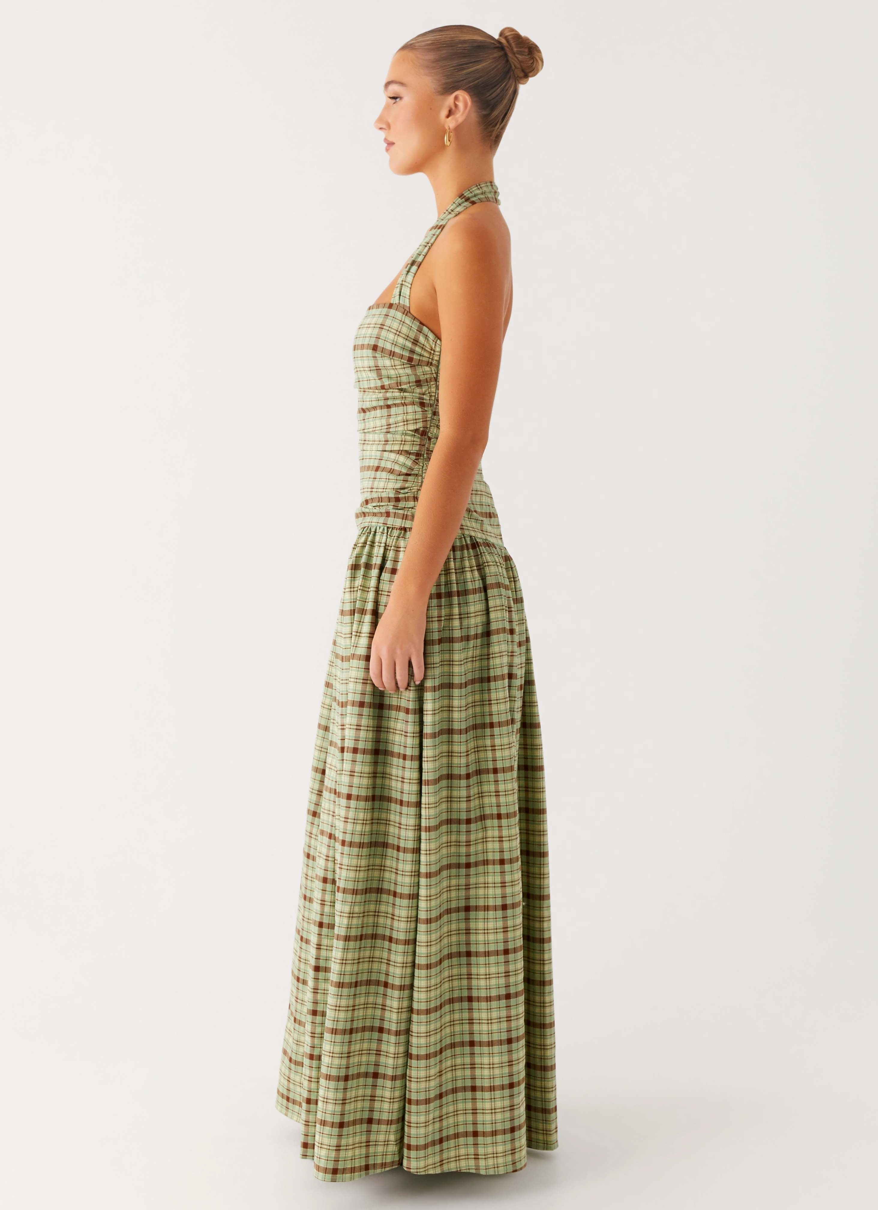 Sharp Motion Lilith Maxi Dress - Forest Plaid
