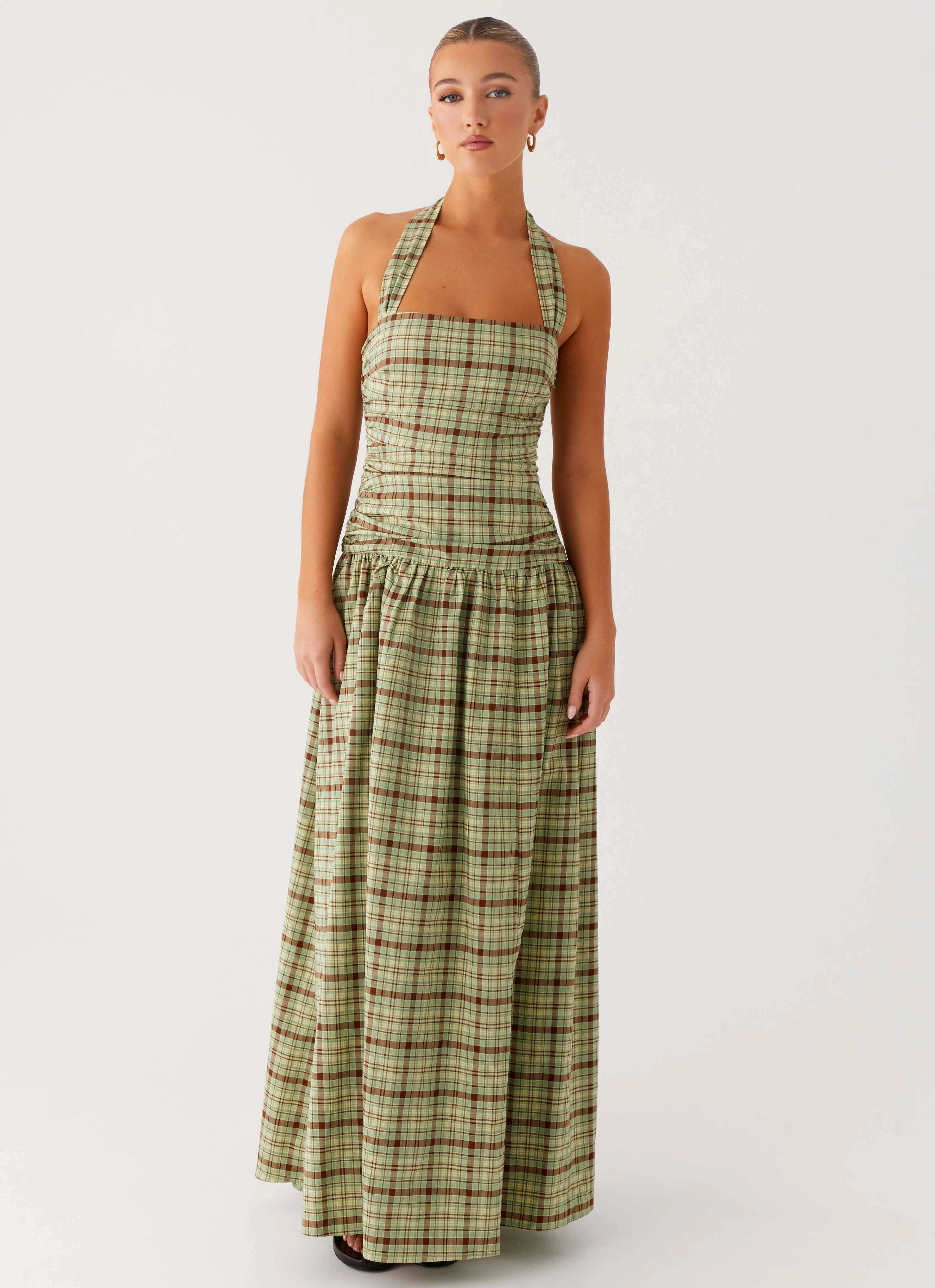 Lilith Maxi Dress - Forest Plaid Dance-Party