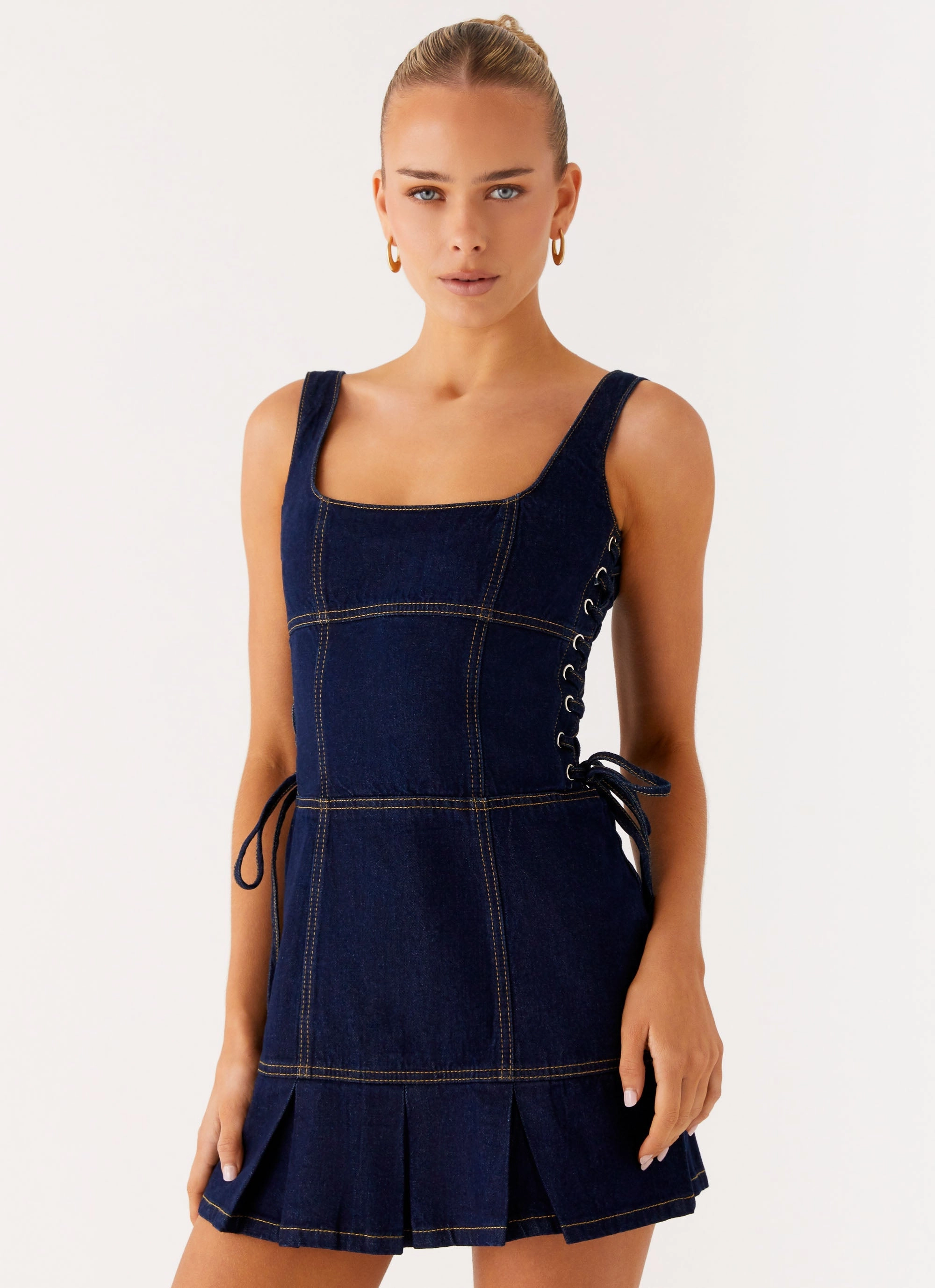 Urban Feel Calm Shine Preston Mini Dress - Indigo