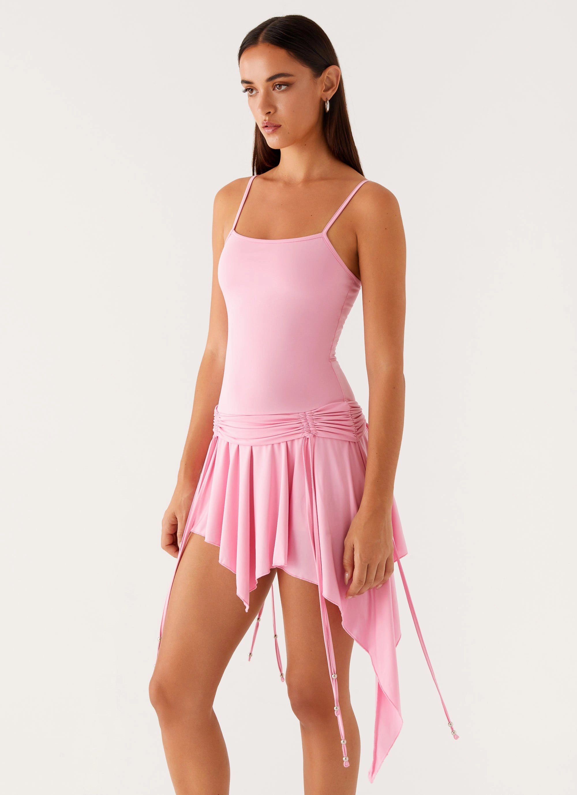 Urban Feel Lino Mini Dress - Baby Pink