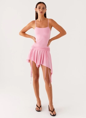 Multi Season sweet moment Lino Mini Dress - Baby Pink