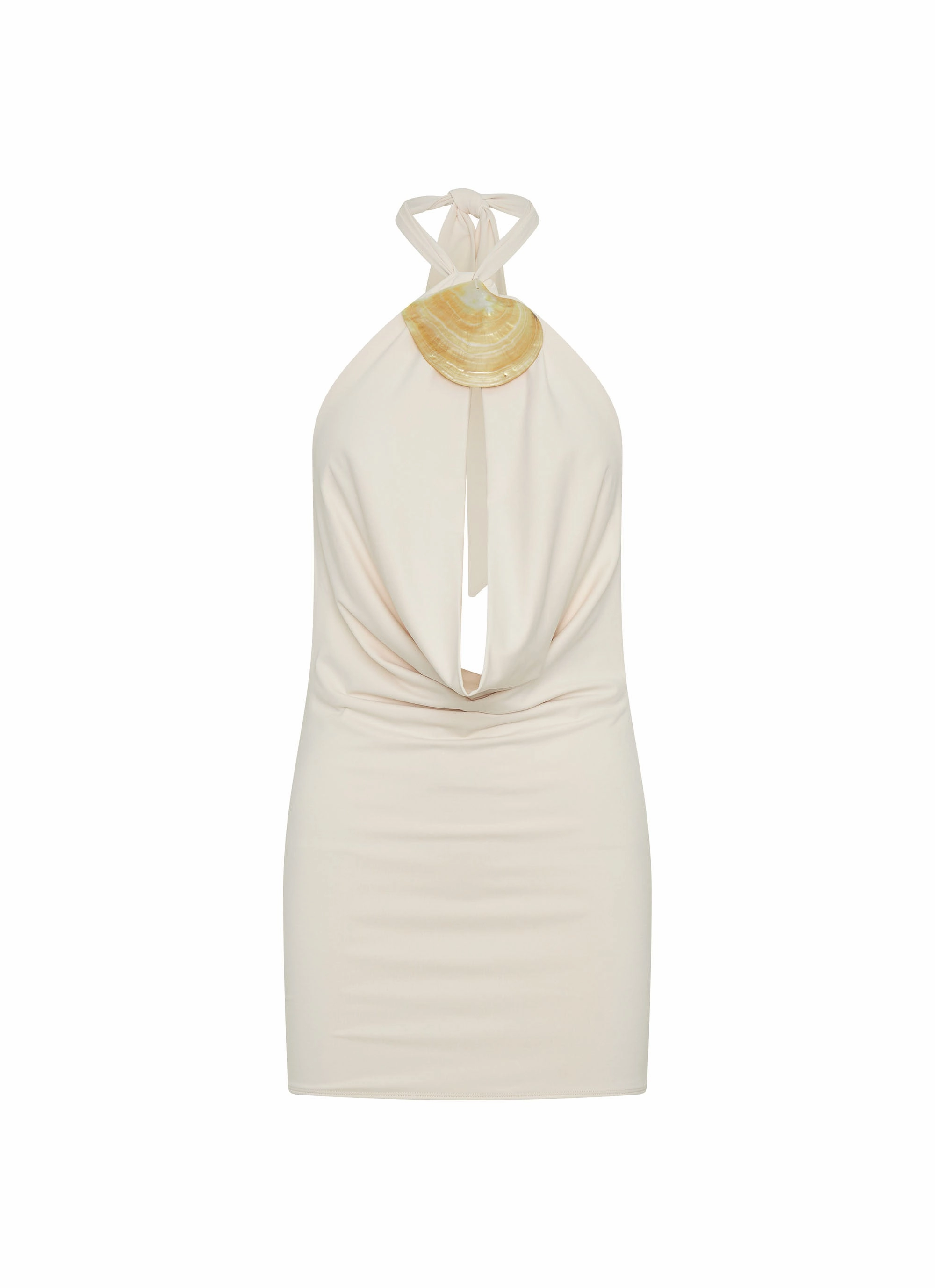 Liora Mini Dress - Ivory Tiered-Skirt Sleek Draping