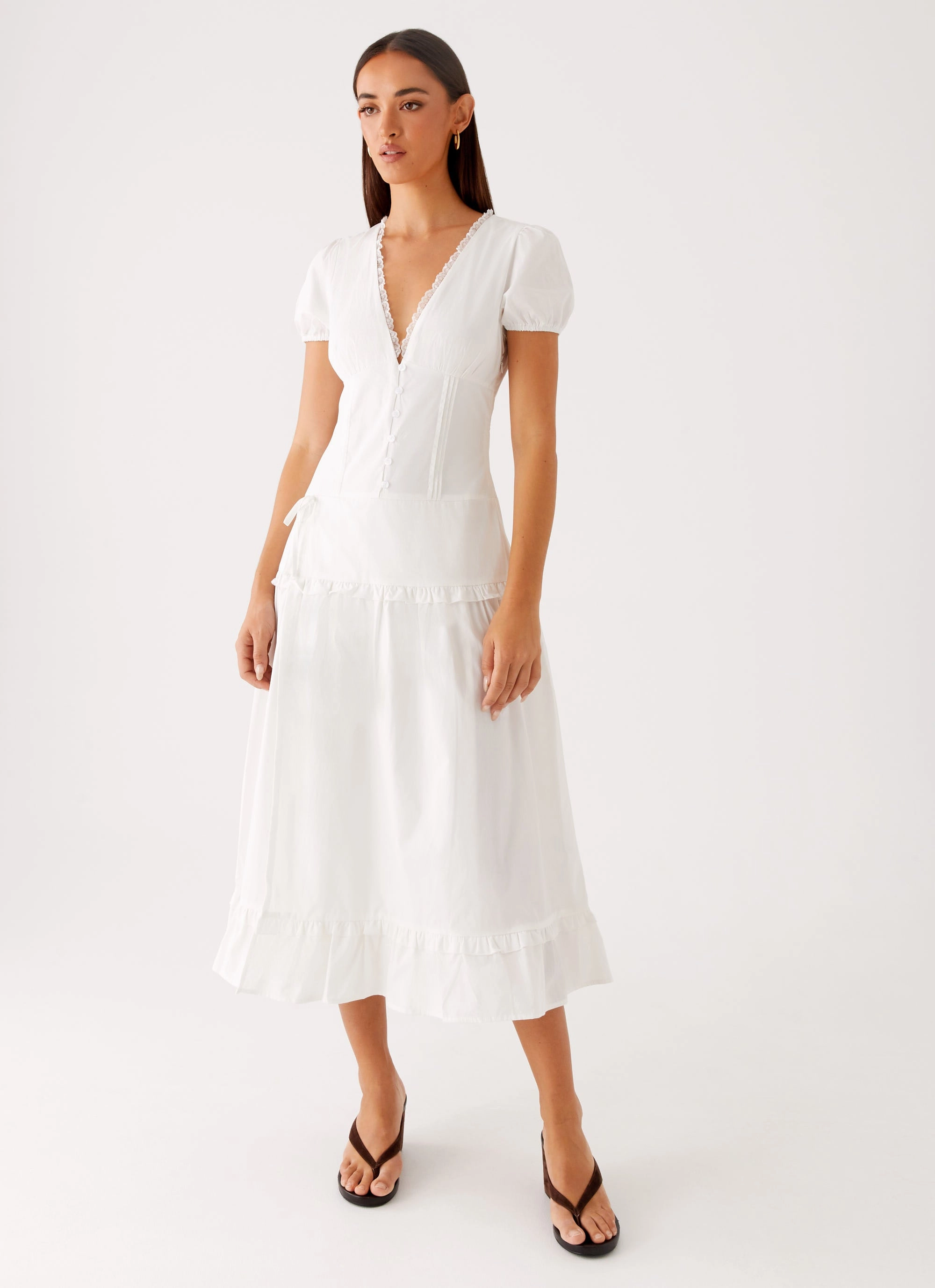 London Midi Dress - White Side-Zip Fashion Forward
