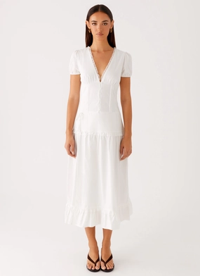 London Midi Dress - White Light Aesthetic