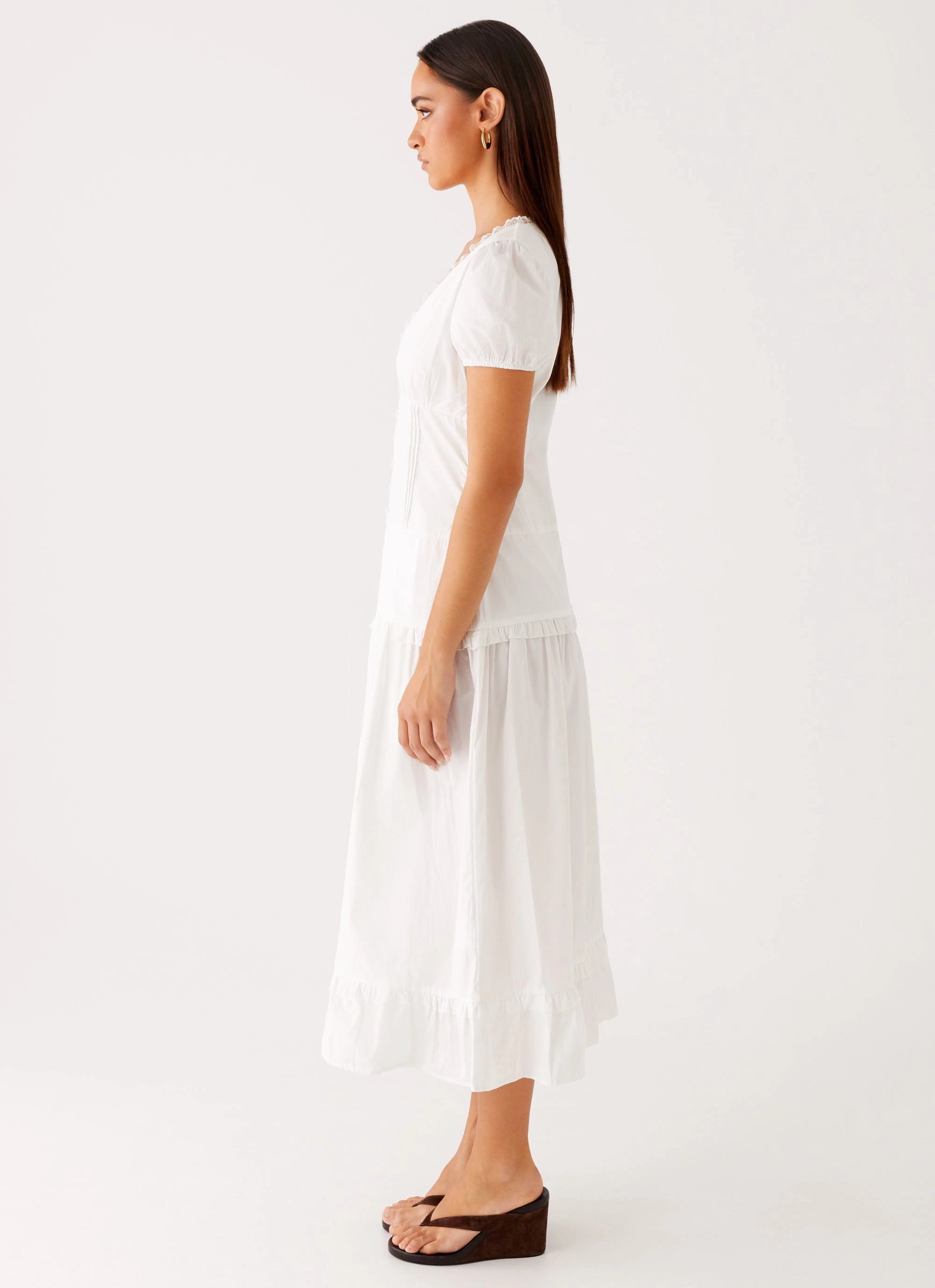 London Midi Dress - White Floor-Length Vacation Vibe