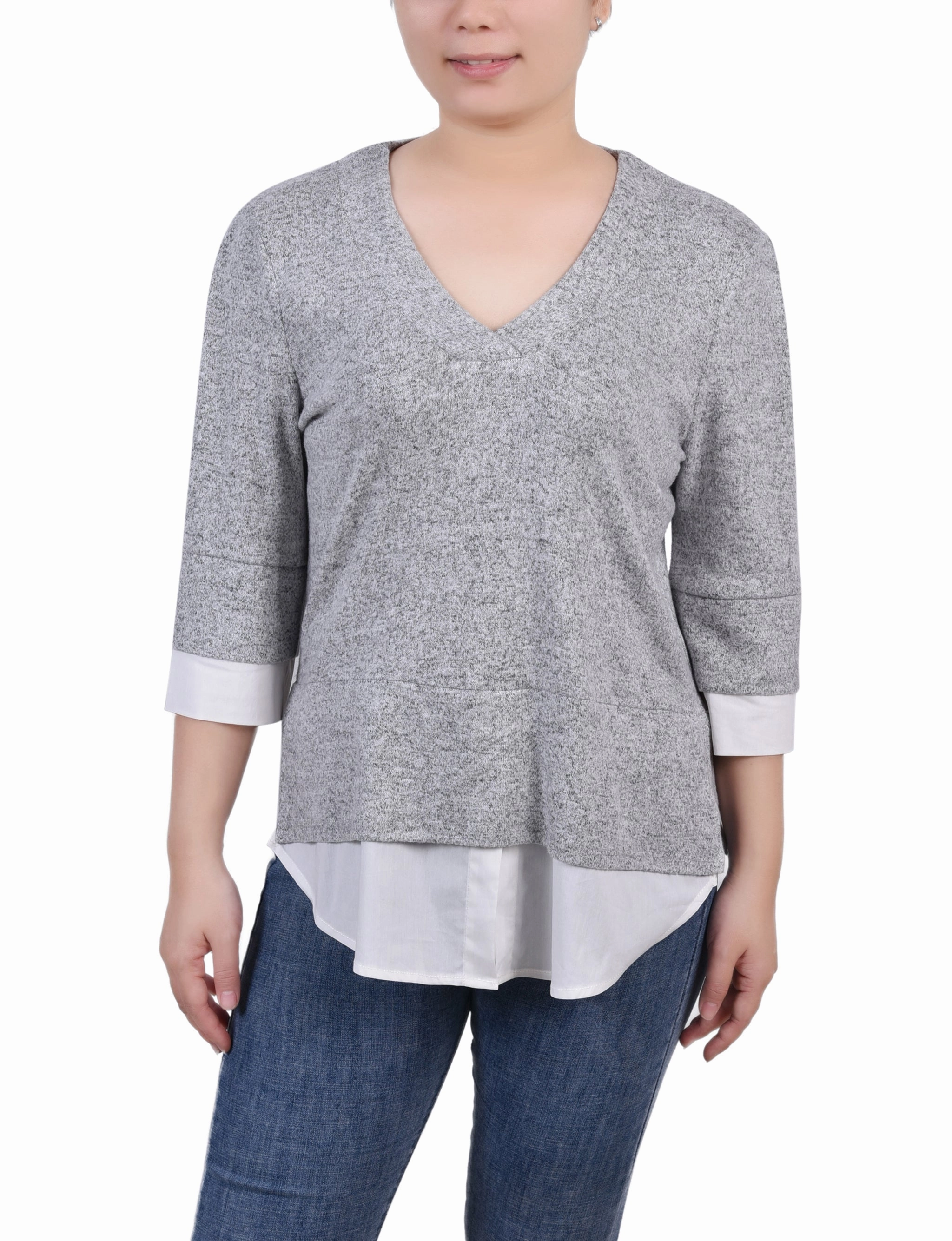 Long Sleeve 2-In 1 Top Temperature Regulating Knit