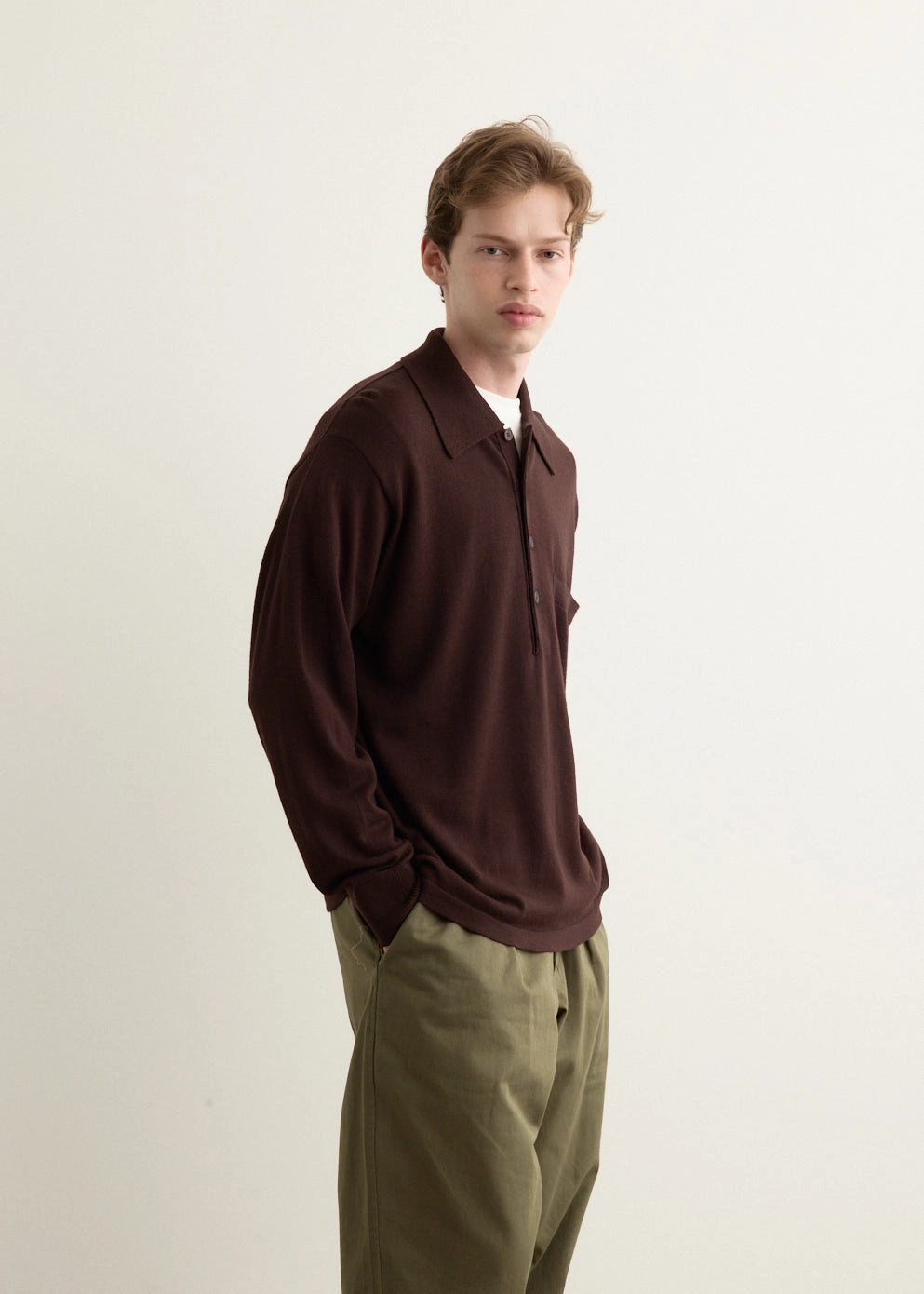 Long Sleeve Pullover Knit Shirt Sleek Wear Lightweight Weave