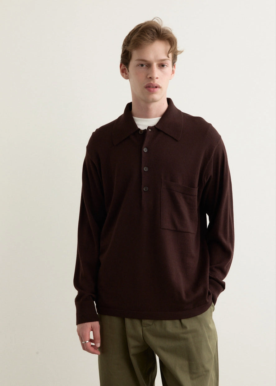 Long Sleeve Pullover Knit Shirt Elastic hem