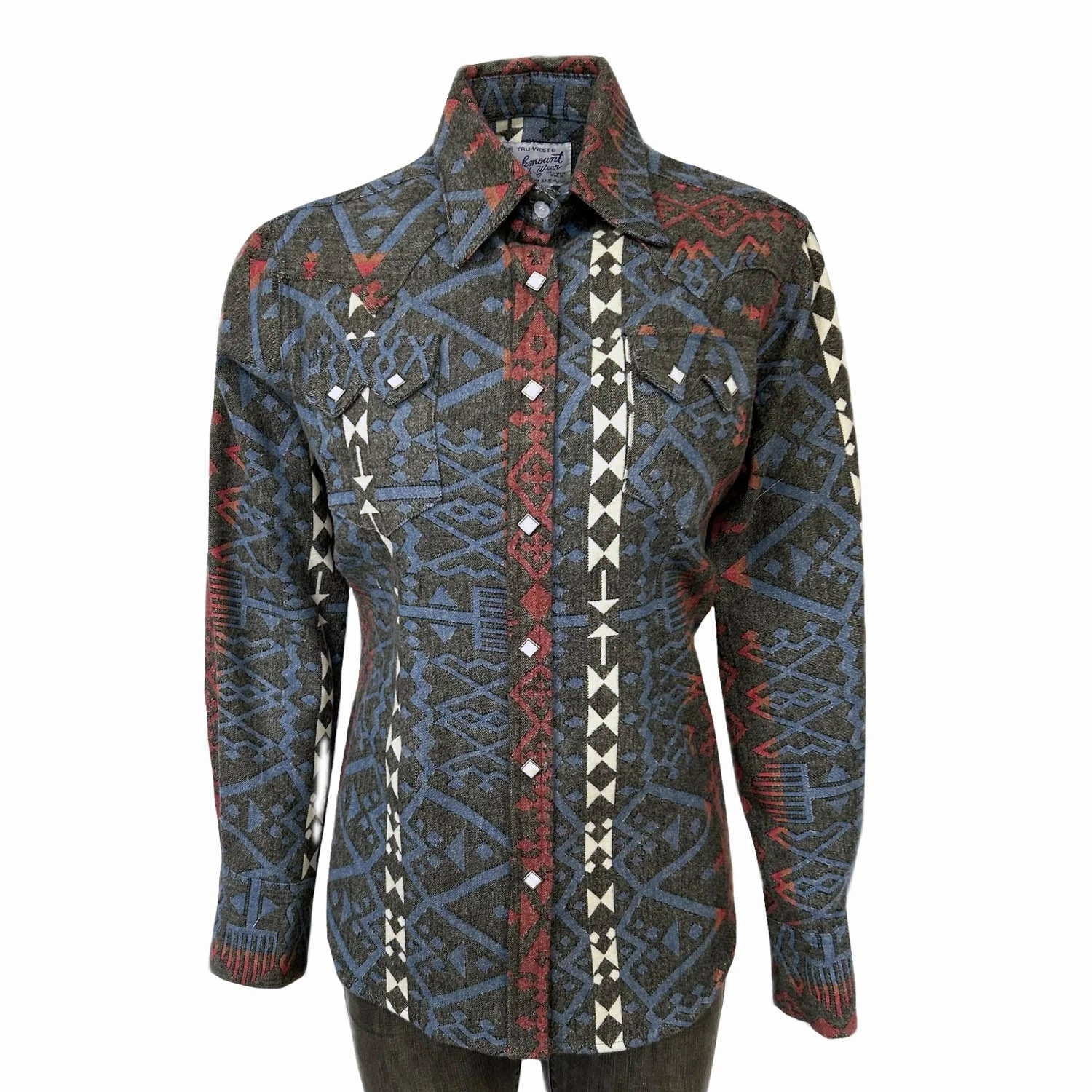 Edgy Design Rockmount Womens Flannel Jacquard Western Black/Red 100% Cotton L/S Shirt