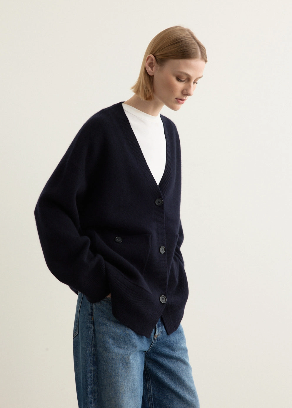 Turtle Neck Variant Simple Layer Longline Cardigan