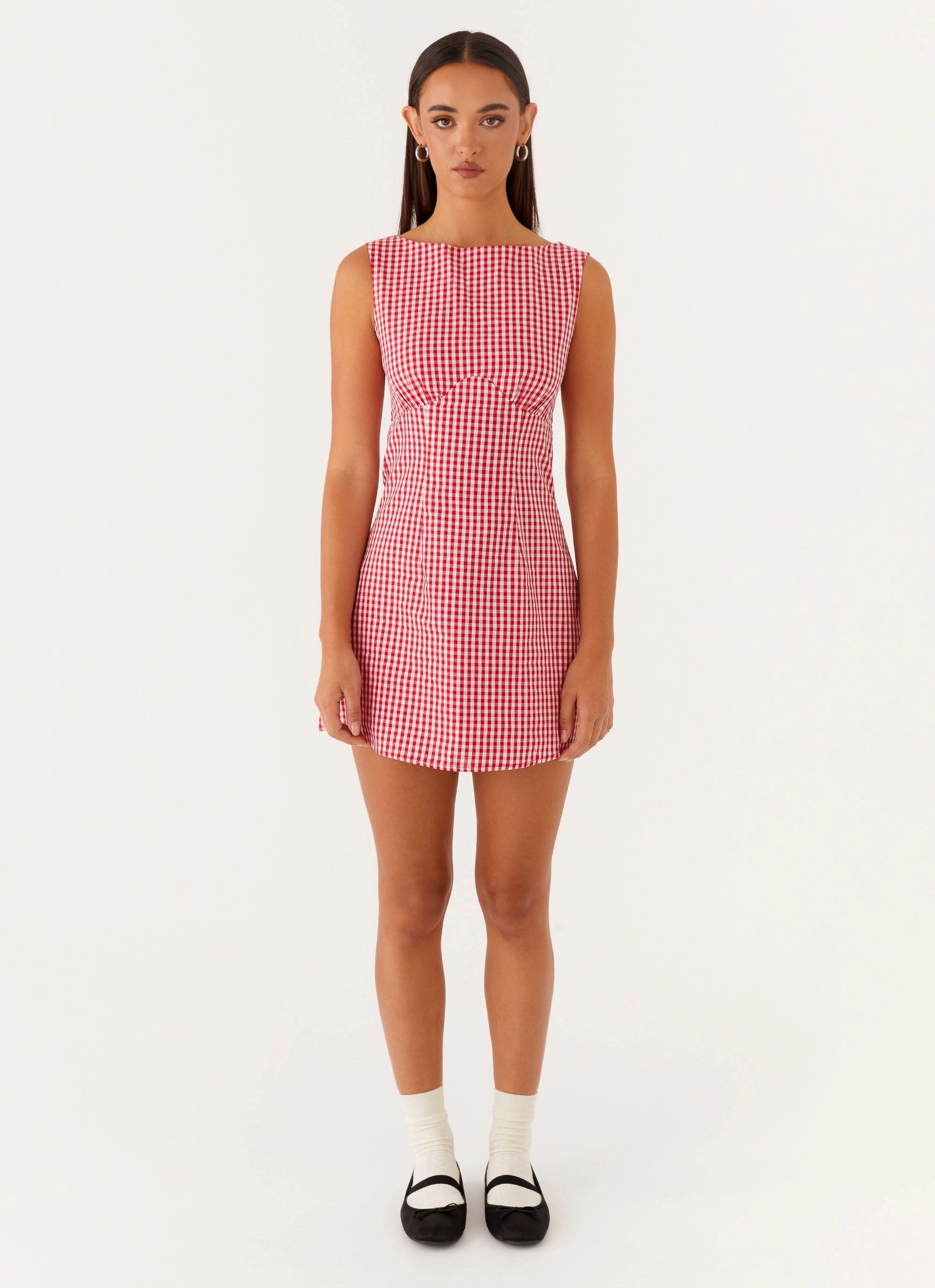 Lotus Tie Back Mini Dress - Red Gingham All-Occasion Look Flexible Style
