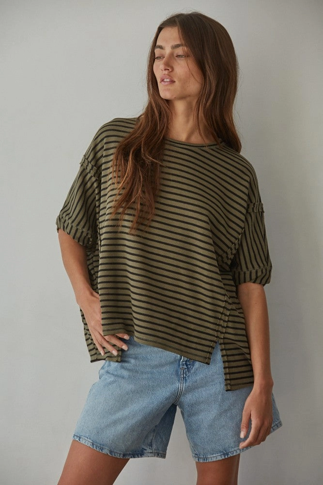 Unique Design Effortless Layer Cyrus Striped Top