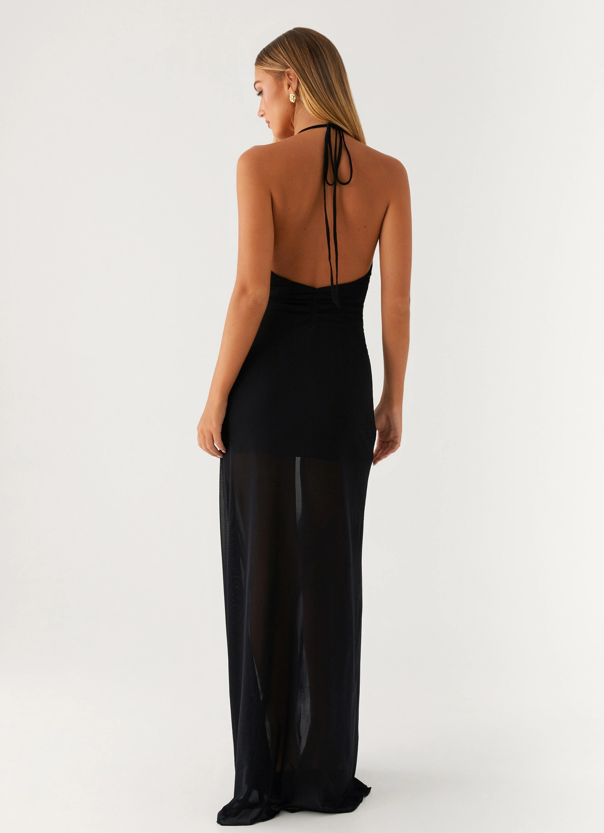 Lounge Cut Louvre Maxi Dress - Black