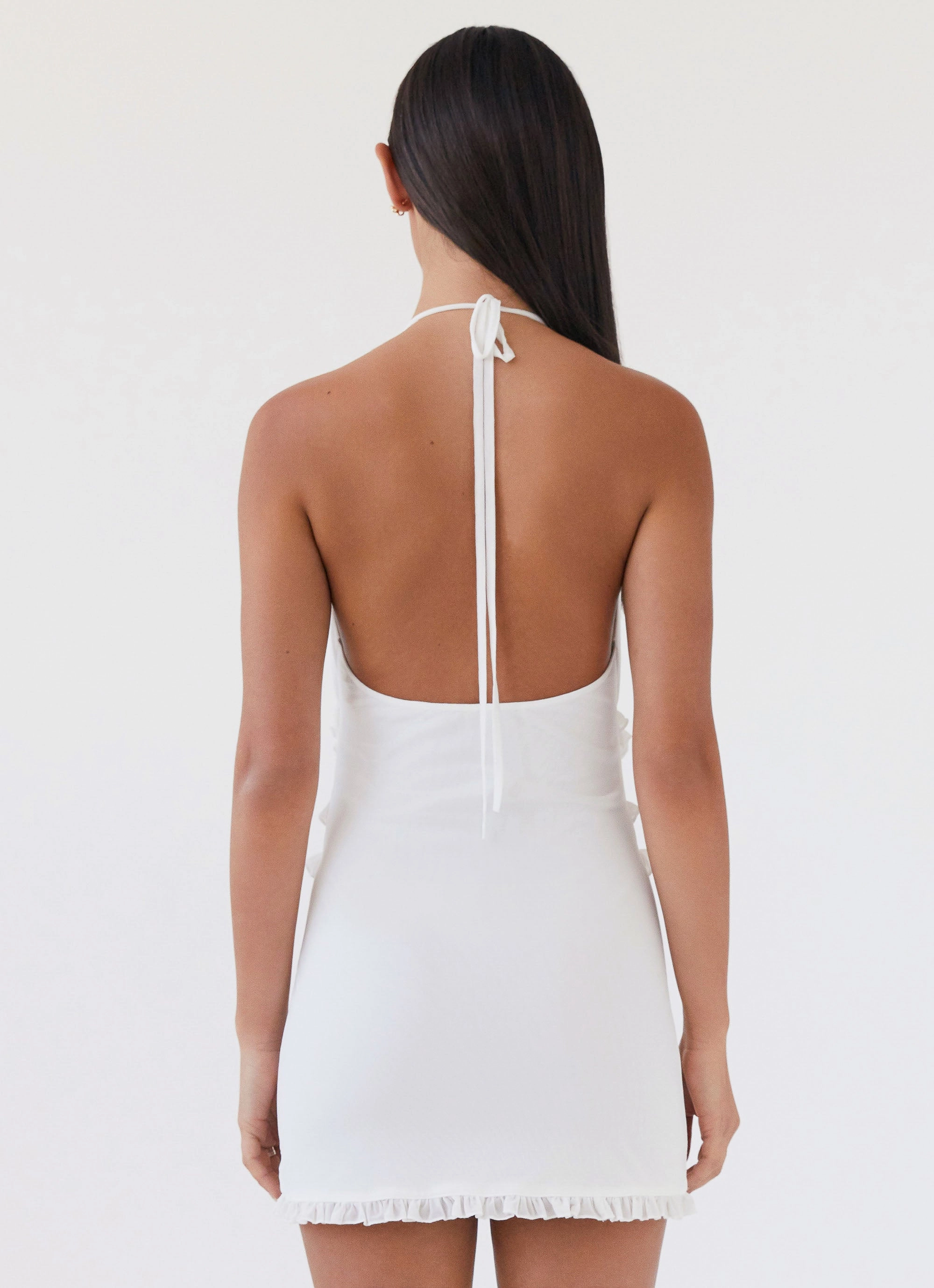 Statement-Piece Love Exchange Ruffle Mini Dress - White