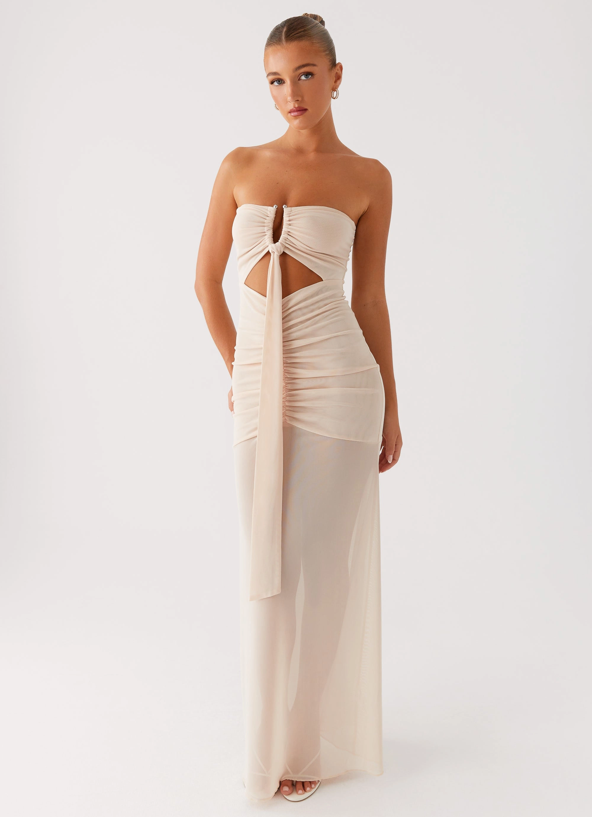 Bow Soft Lovie Maxi Dress - Beige