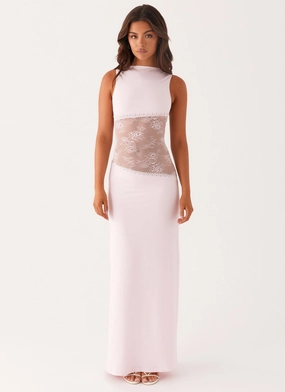 Boat-Neck Lucinda Maxi Dress - Pink