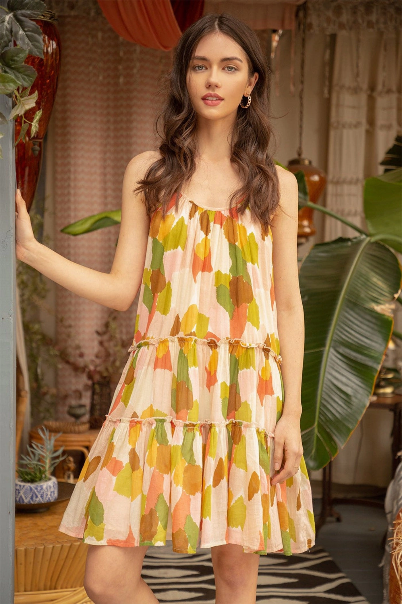 LUCINDA TIERED MINI DRESS Contrast-Panel