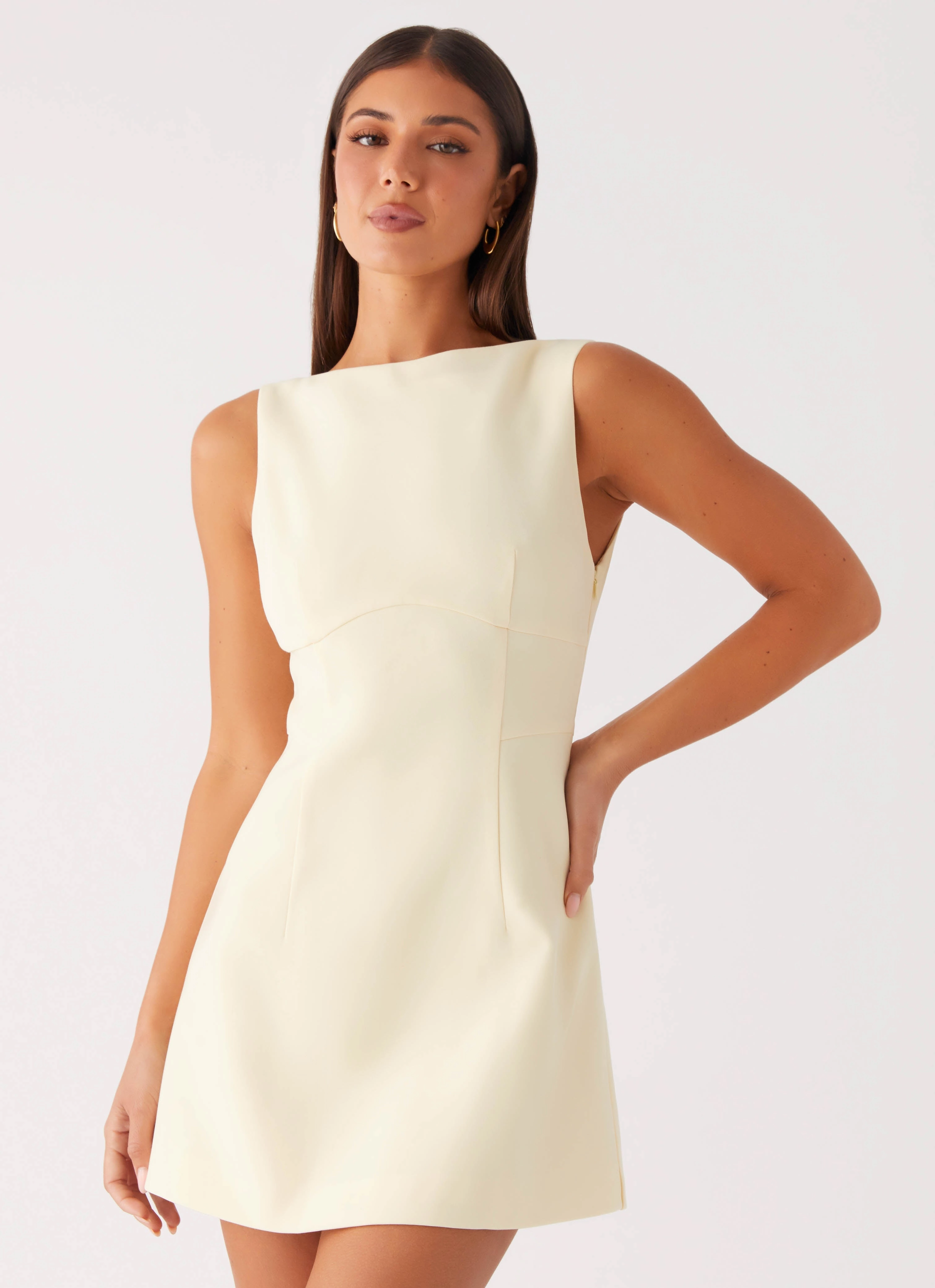 Lulita Mini Dress - Buttercream Yellow Sweetheart-Neck Emerging-Brand