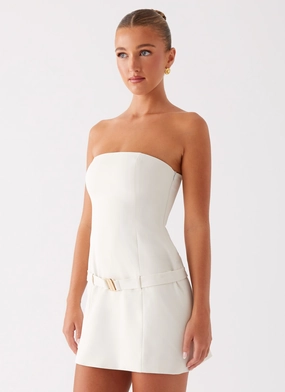 Lume Strapless Mini Dress - Ivory Versatile and Comfortable Sleek Tone
