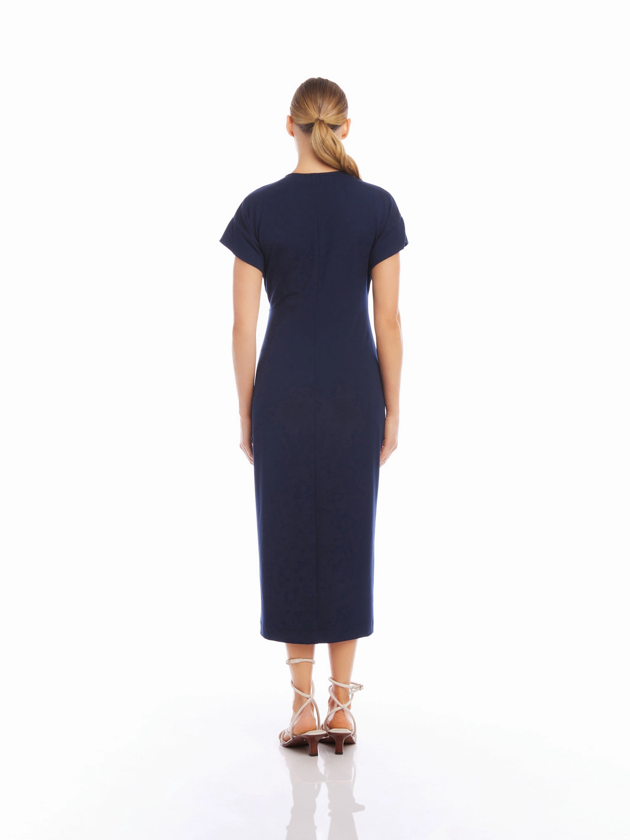 Luna Midi Dress in Navy Texture Softness
