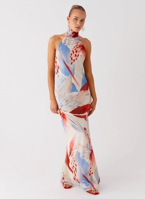 Fashionable Layer California Maxi Dress - Deep Sea Bloom