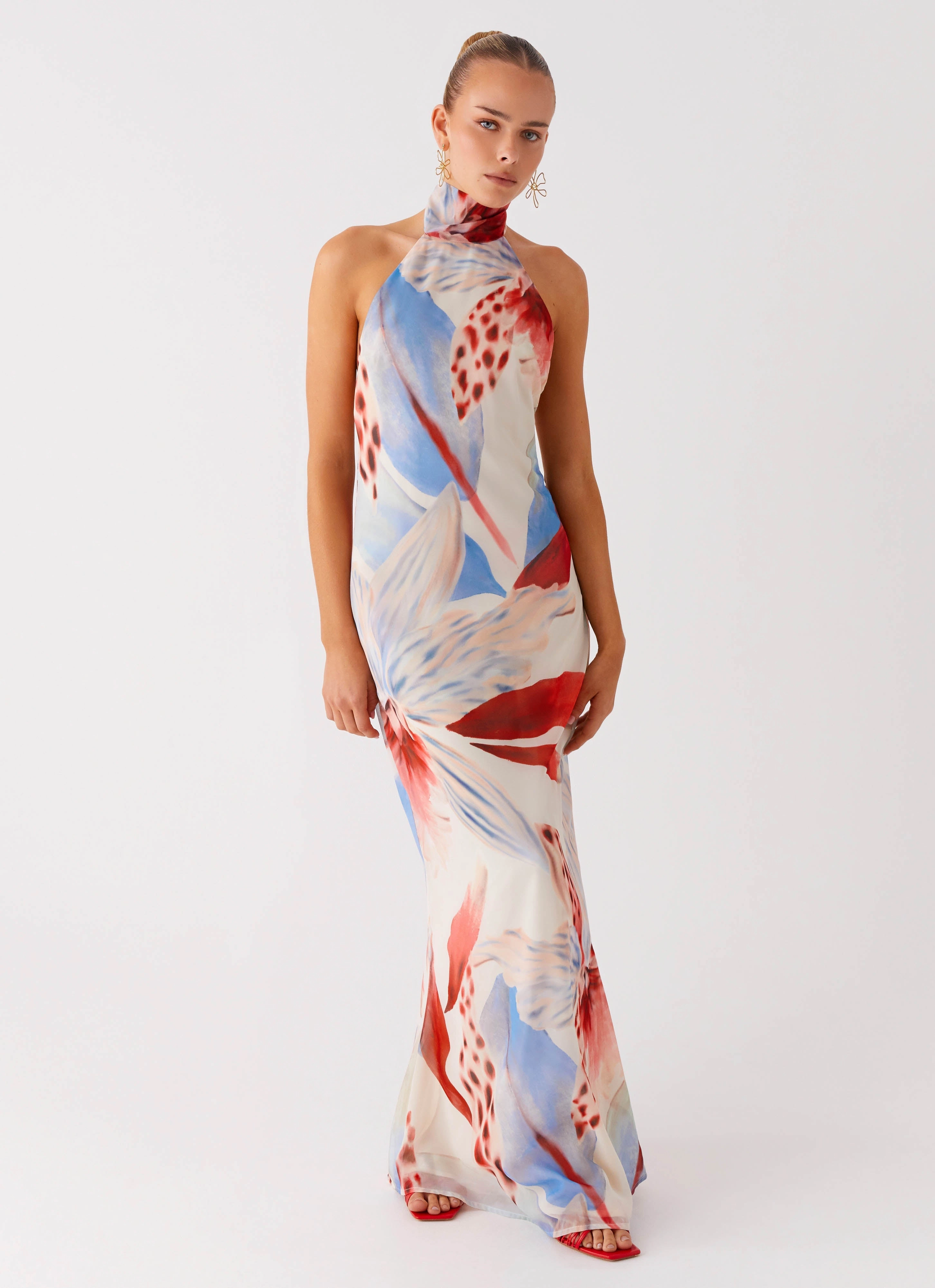 Fashionable Layer California Maxi Dress - Deep Sea Bloom