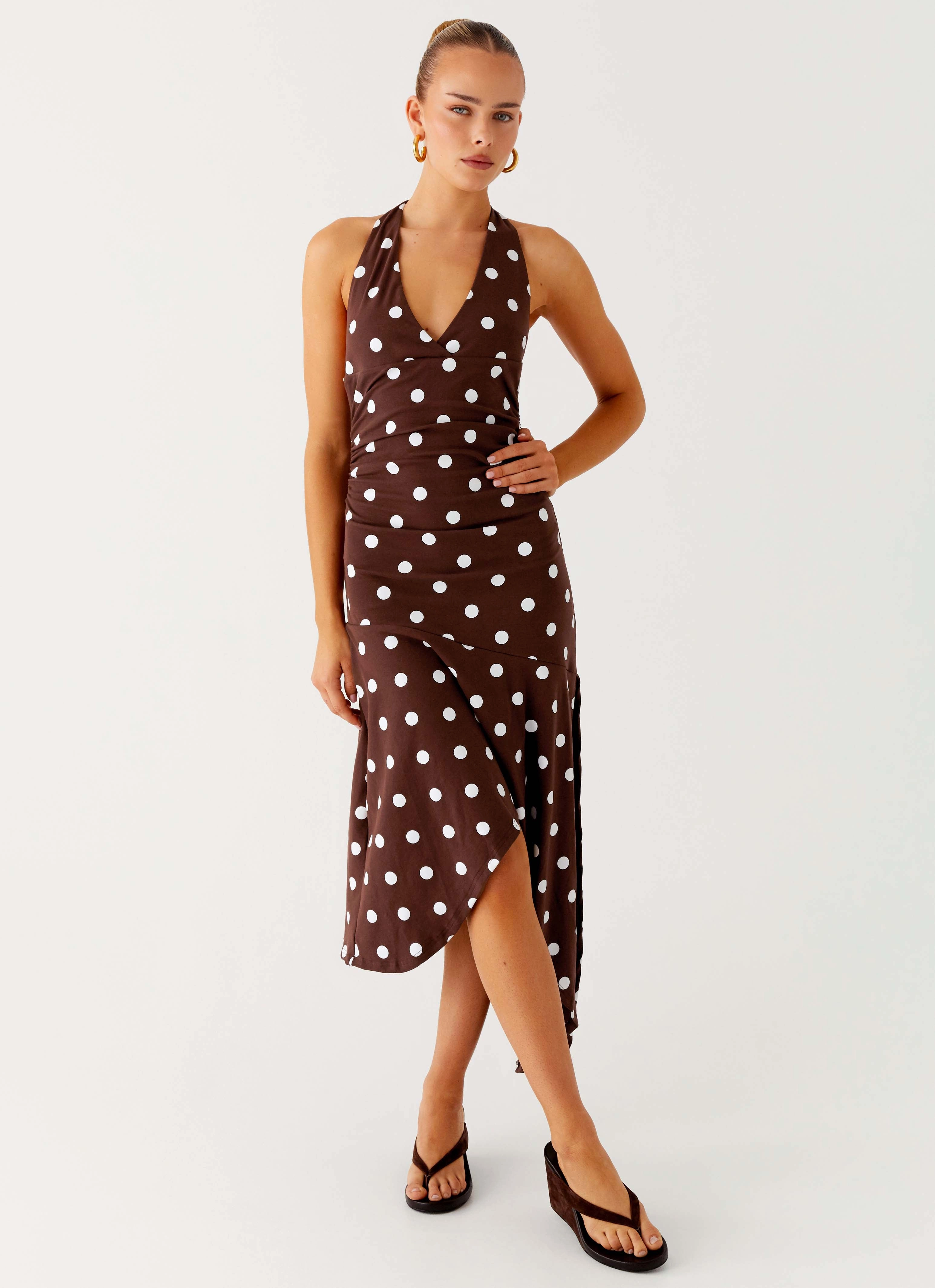 Keylani Halter Midi Dress - Chocolate ReversibleStyle