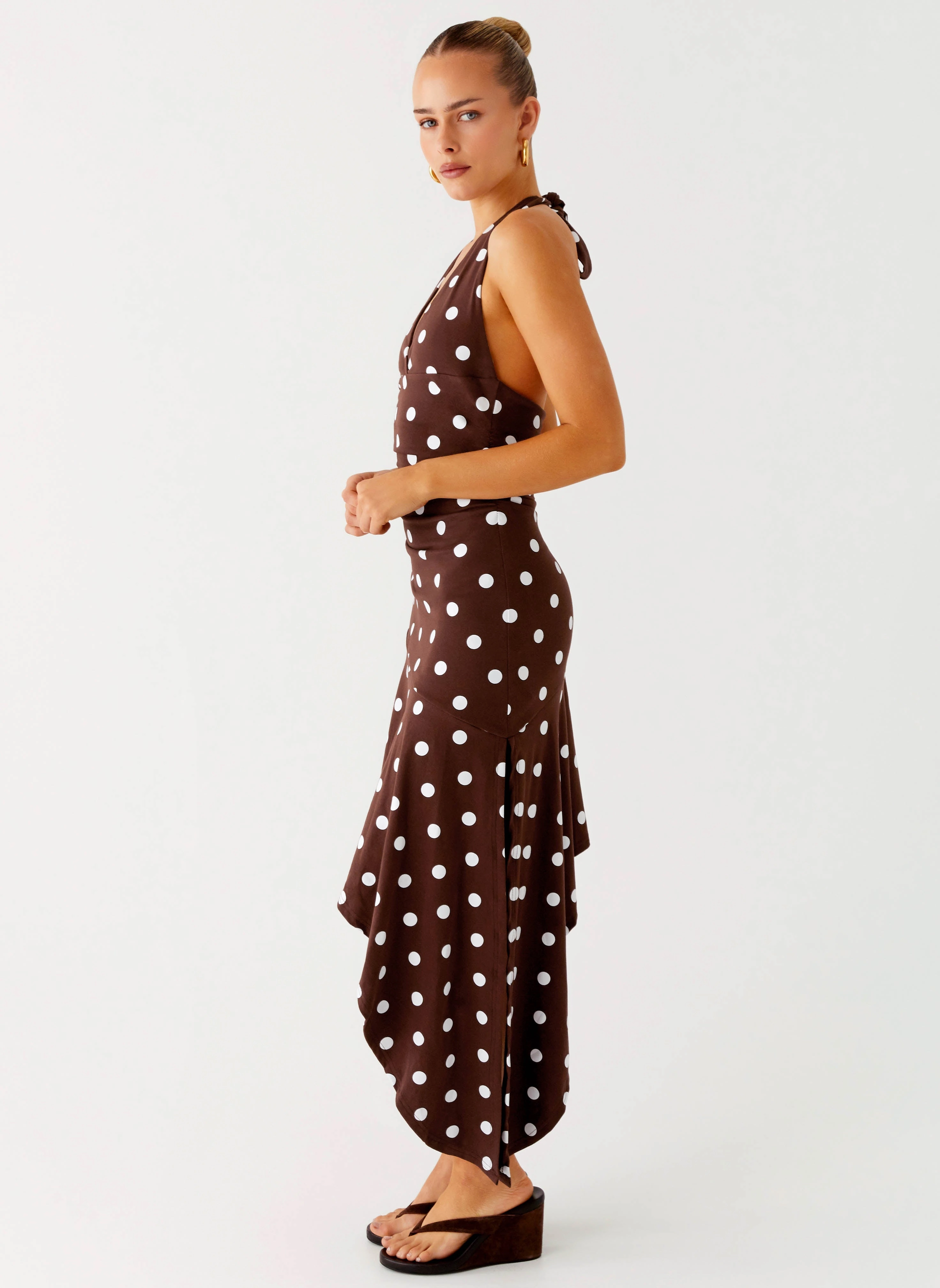 Office Wear Keylani Halter Midi Dress - Chocolate