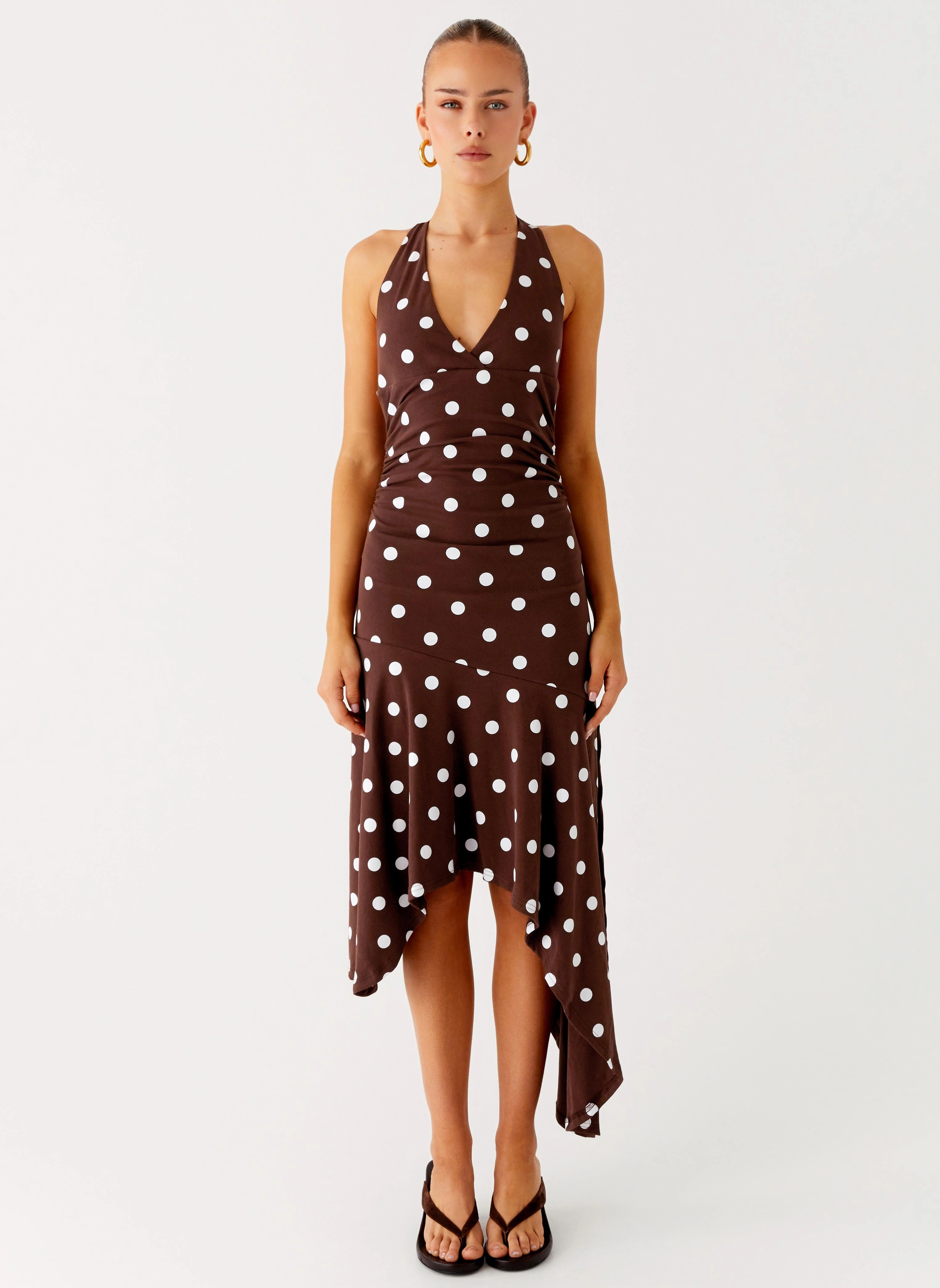 Event Favorite Keylani Halter Midi Dress - Chocolate