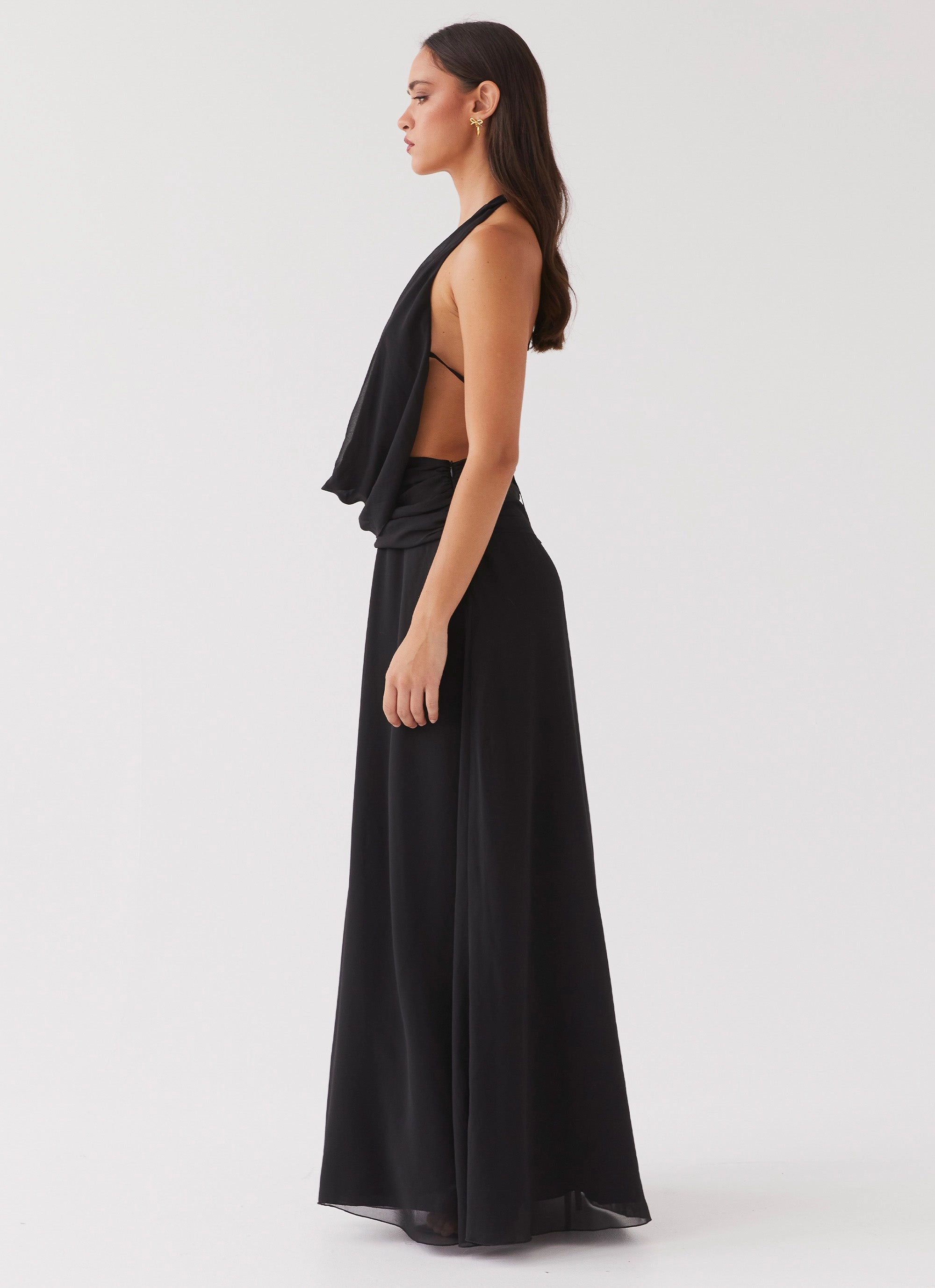Comfortable Silhouette Happy Fit Elysia Chiffon Maxi Dress - Black