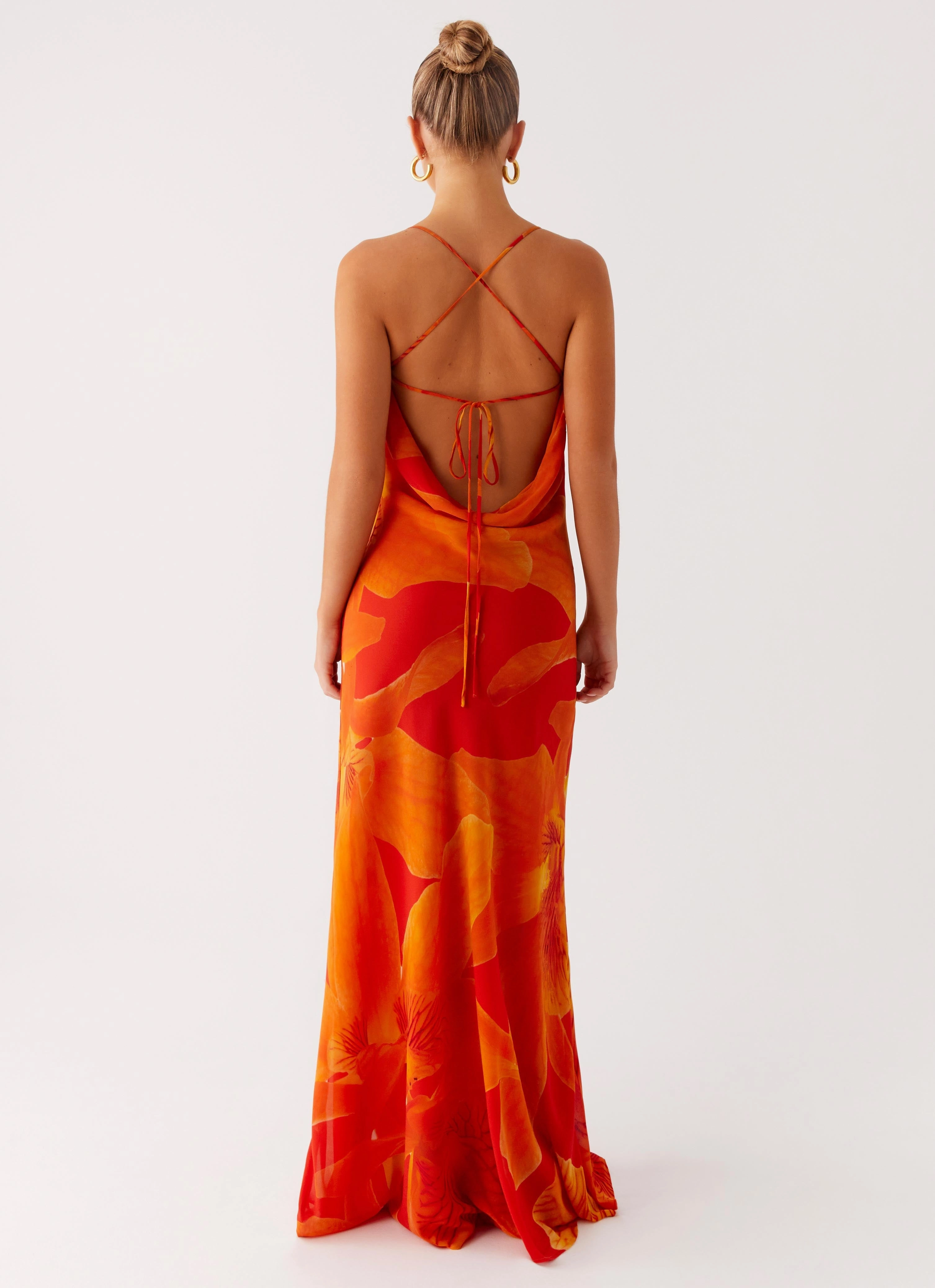 Side Ruching Minimal Core Midafternoon Maxi Dress - Serene Orange